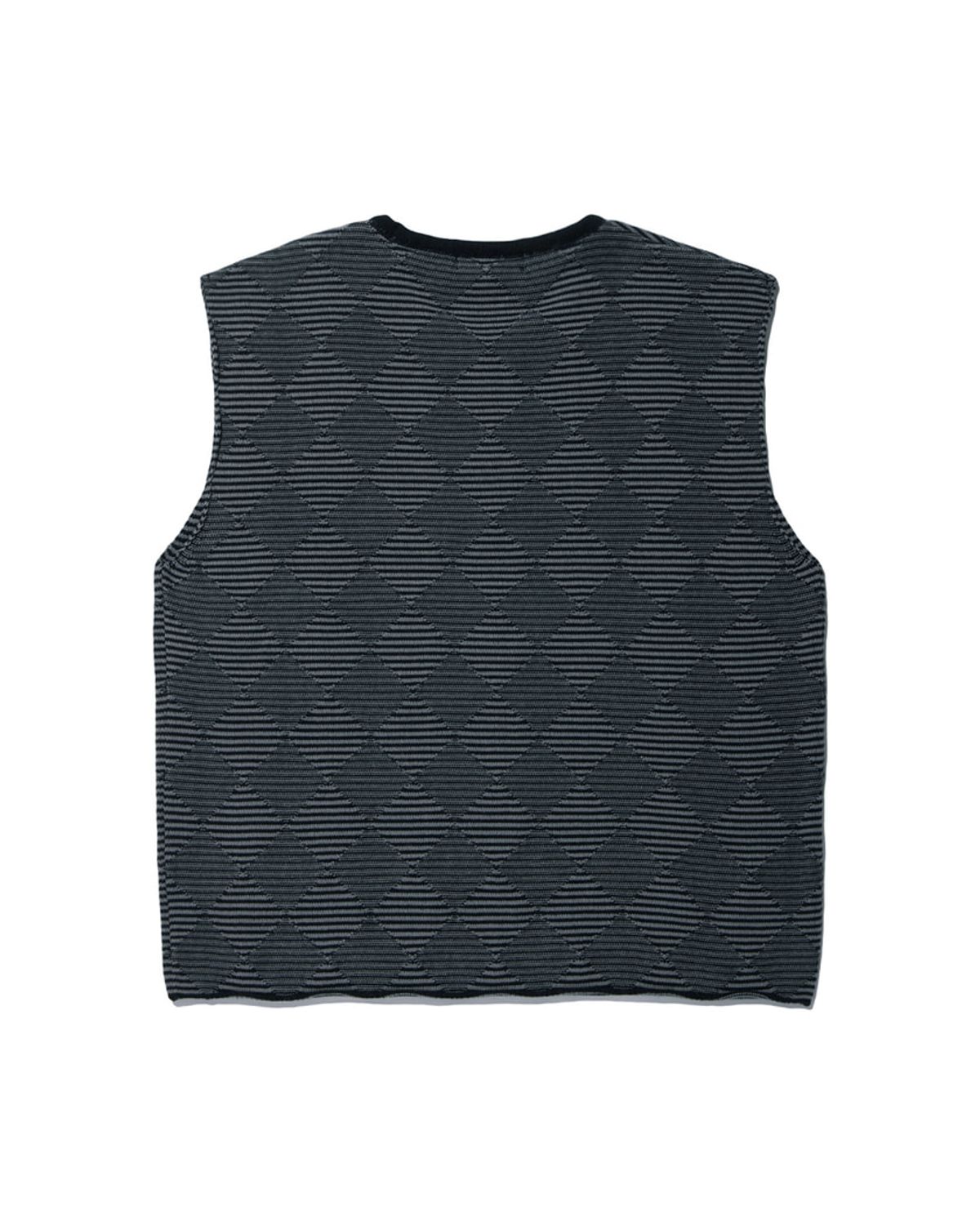 비슬로우(BESLOW) CHECKER BOARD KNIT VEST BLACK GREY
