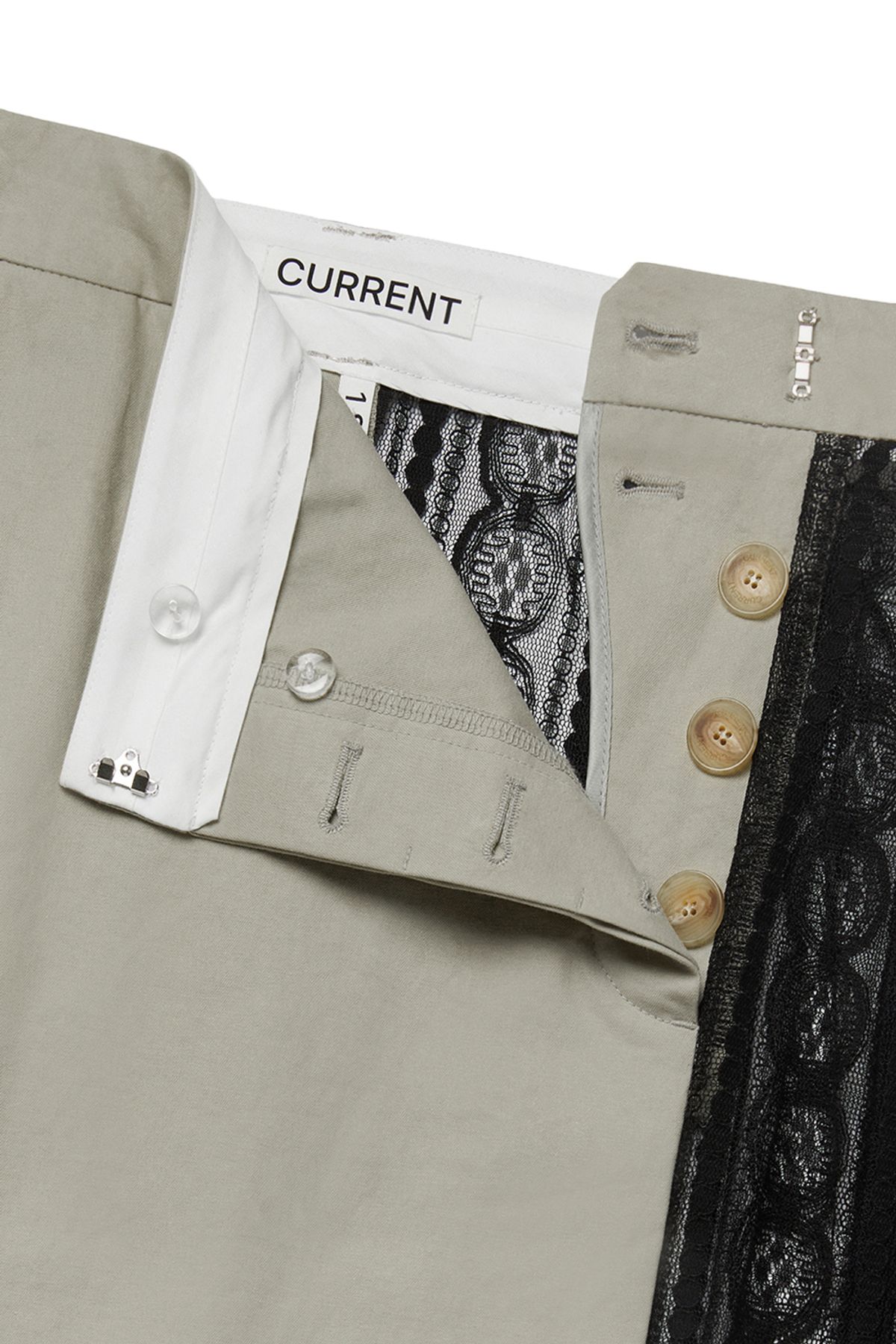 커렌트(CURRENT) ASSYMETRIC LAYERED WRAP SKIRT [KHAKI]