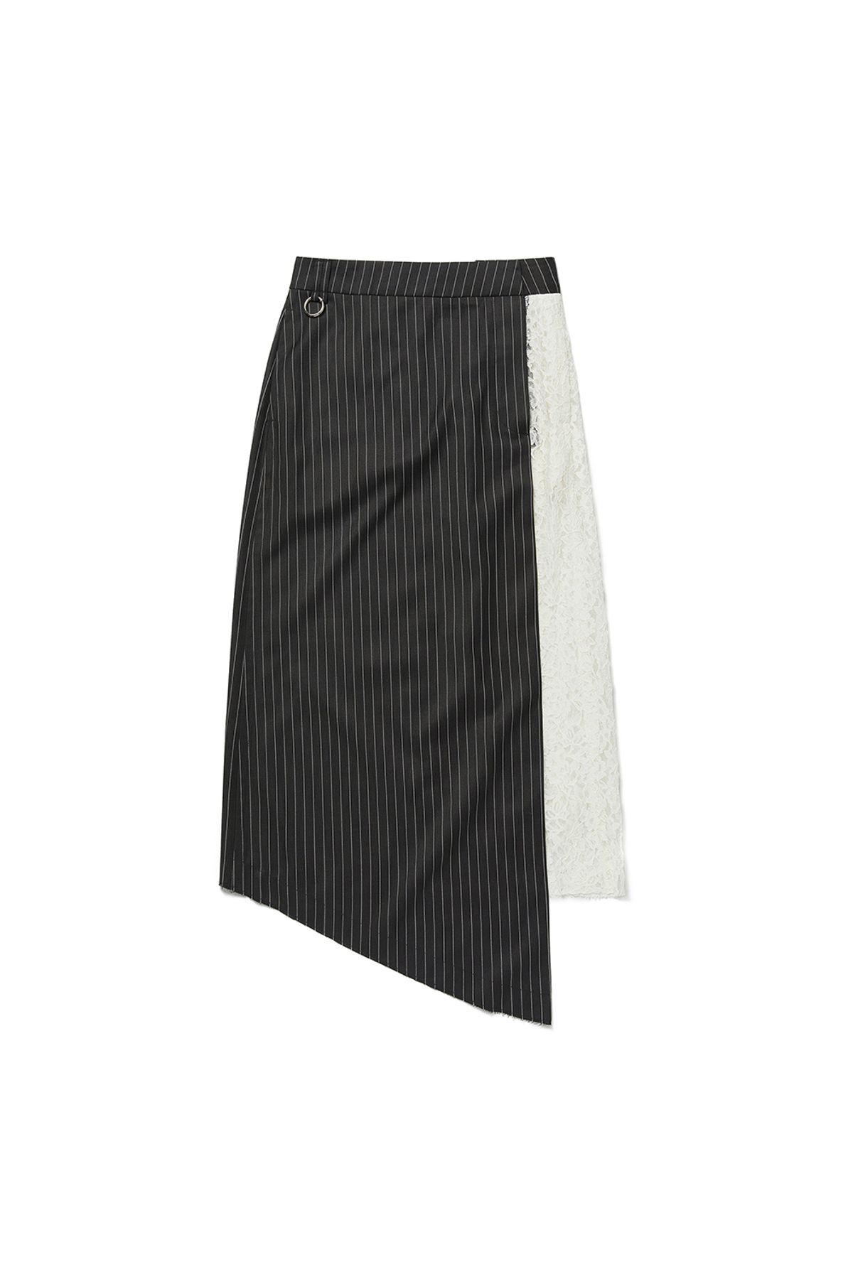 커렌트(CURRENT) ASSYMETRIC LAYERED WRAP SKIRT [CHARCOAL GREY]