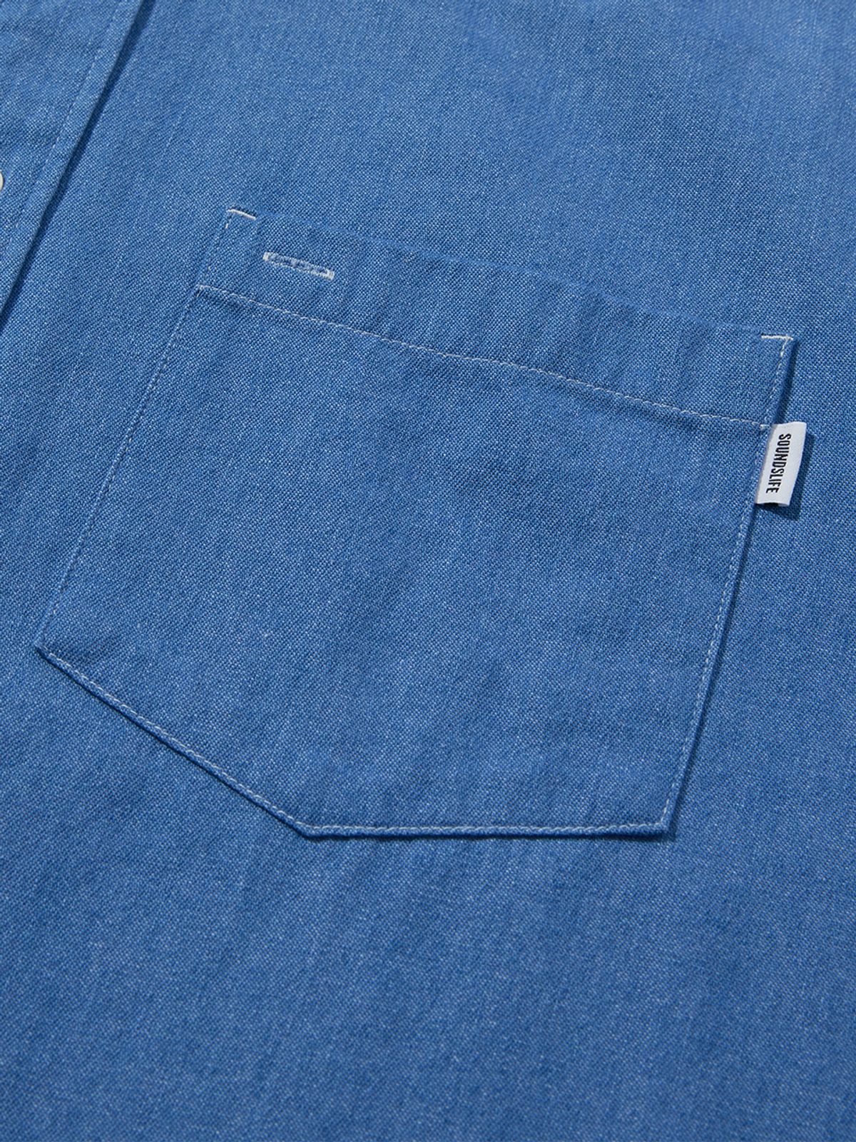 사운즈라이프(SOUNDSLIFE) Side Loop Big Fit Shirt Blue
