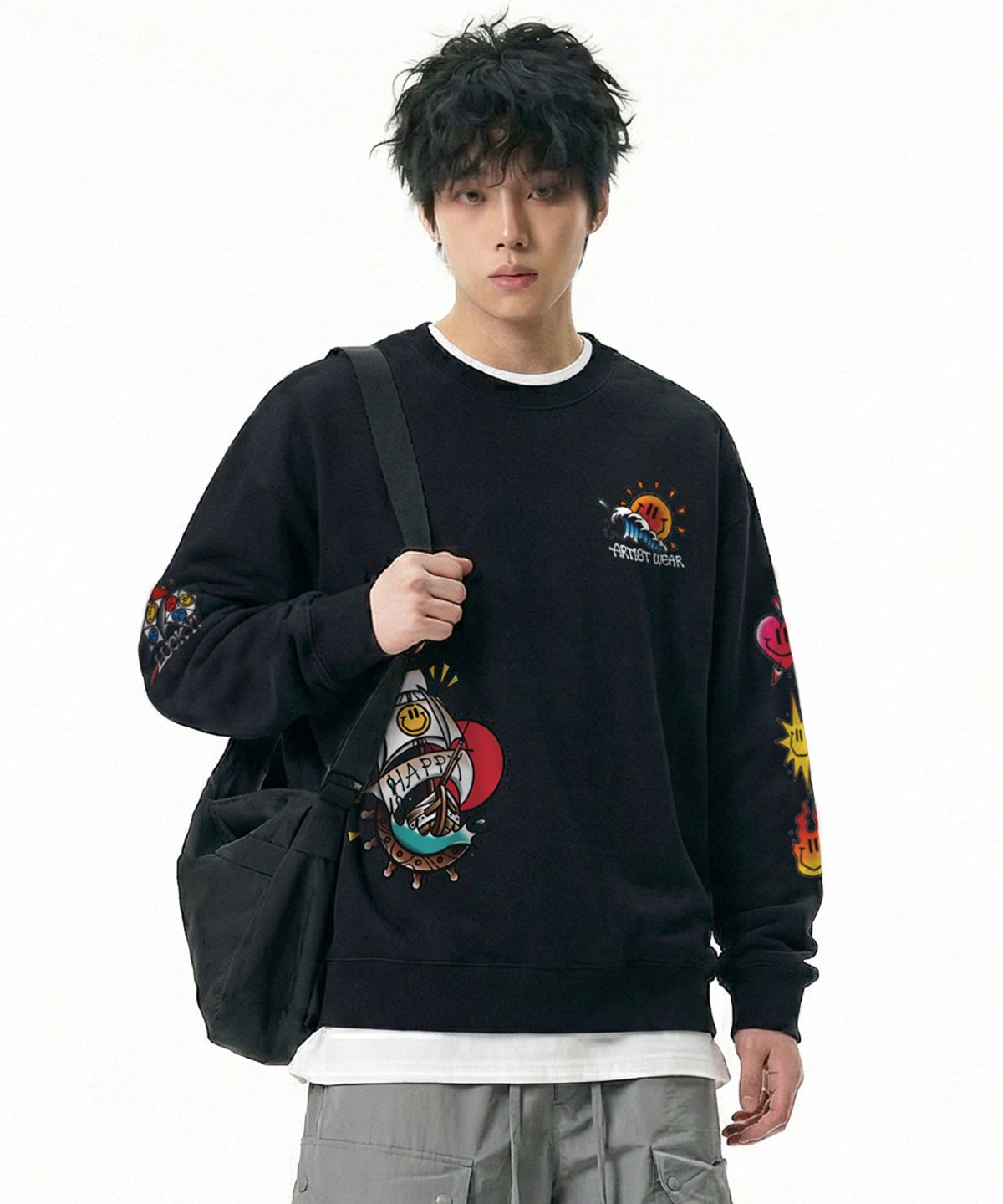 아티스트웨어(ARTISTWEAR) [ATW X RYUSI] 해바라기 스마일 맨투맨