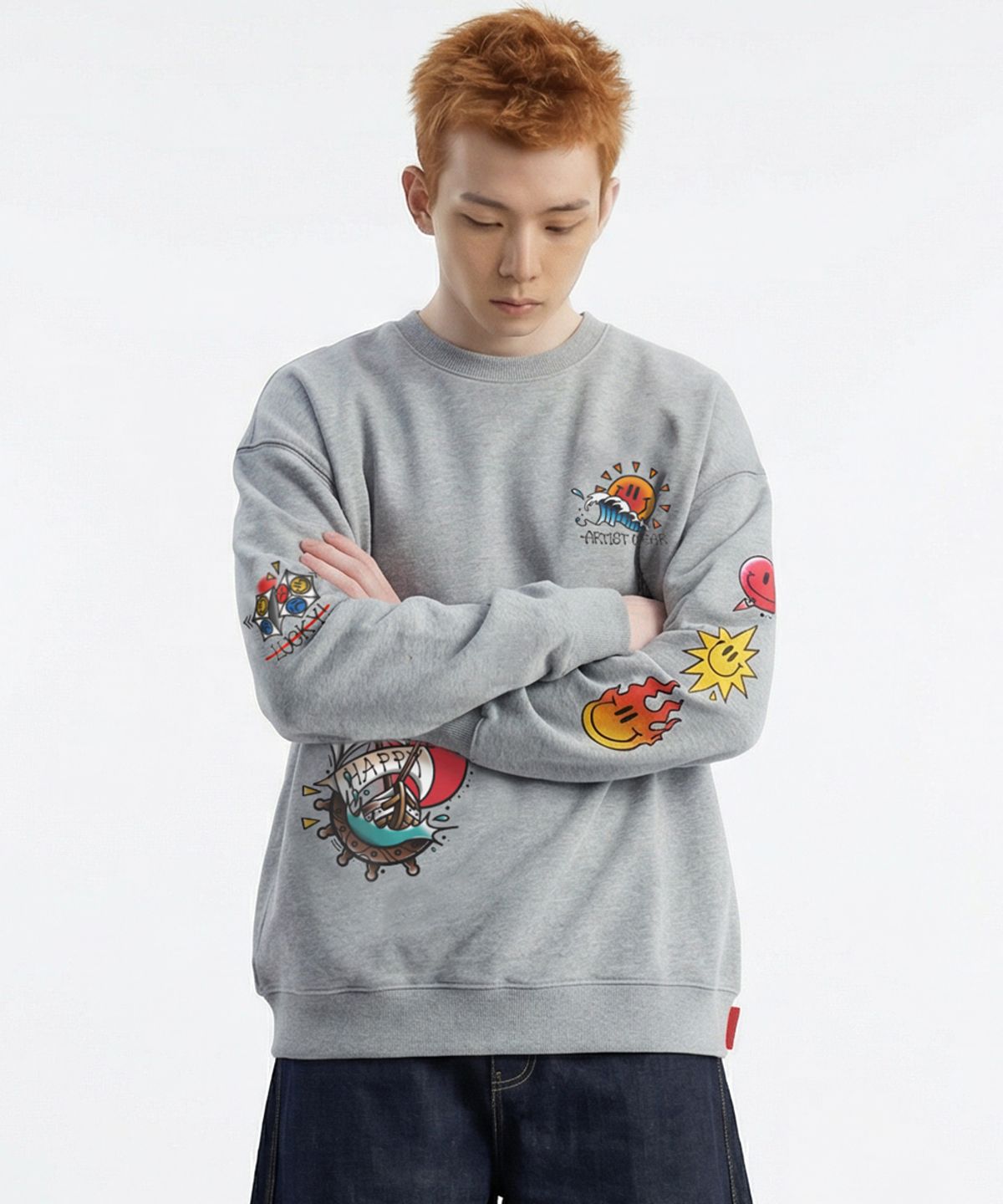 아티스트웨어(ARTISTWEAR) [ATW X RYUSI] 해바라기 스마일 맨투맨