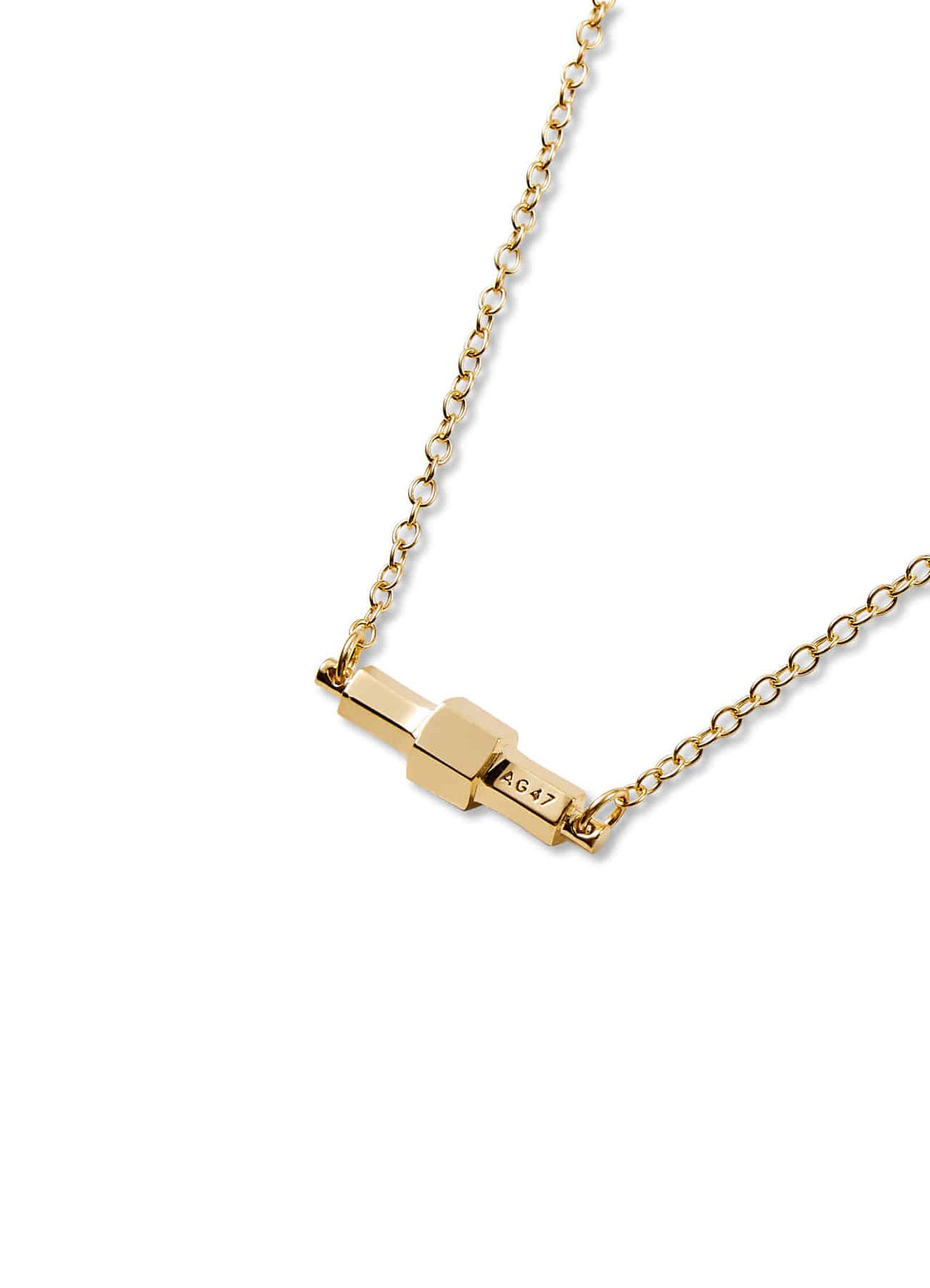 에이지47(AG47) [silver 925 ] stick necklace 01 hexagon gold