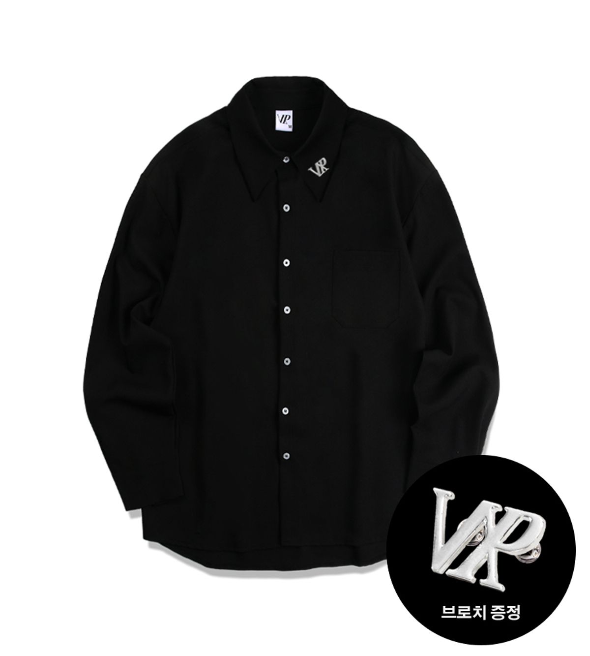 엔피스튜디오(NP STUDIO) 빅카라 언발 오버핏 셔츠 블랙