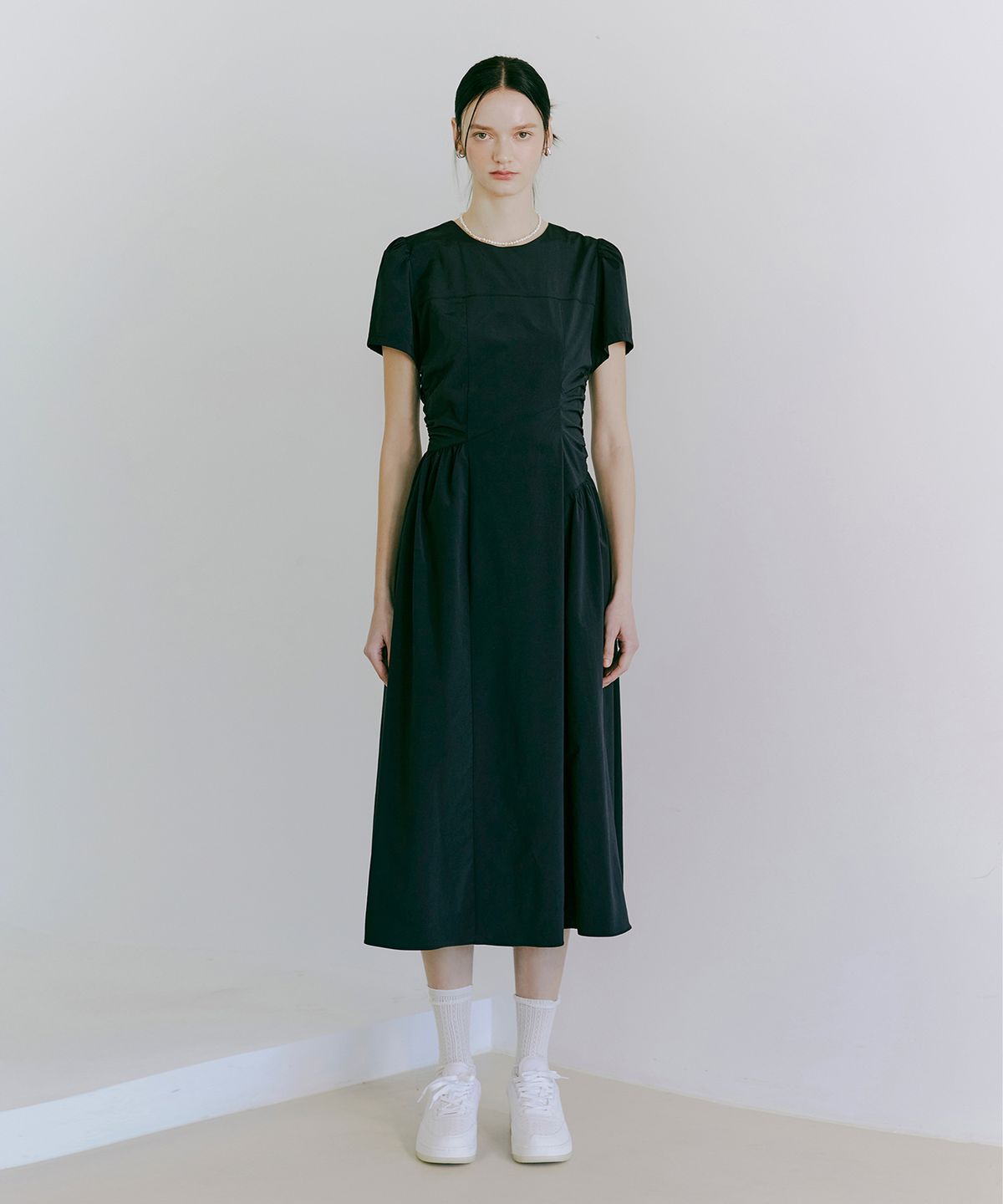 에트몽(ETMON) Side Shirring Dress  Black