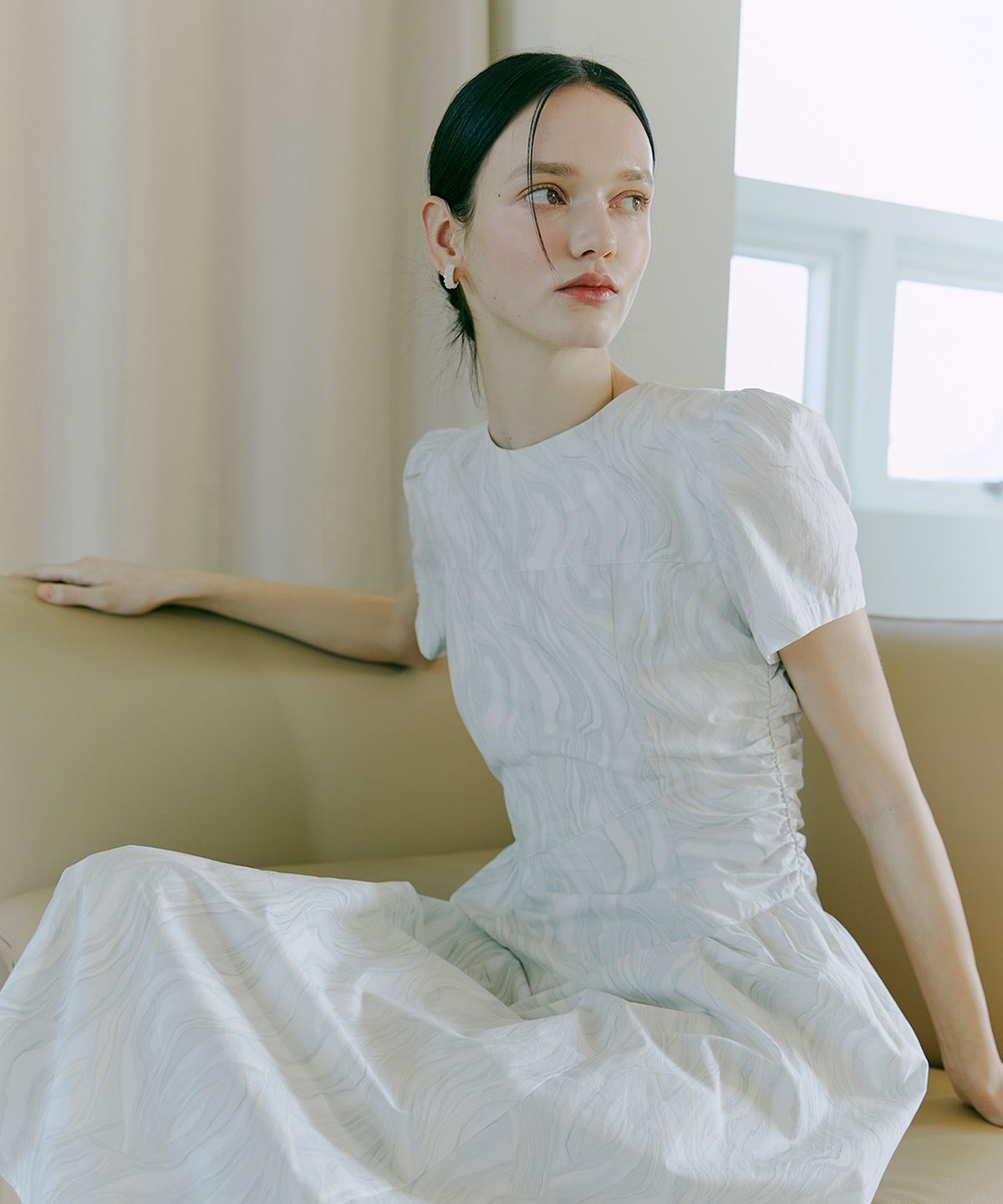 에트몽(ETMON) Side Shirring Dress  Pale Green