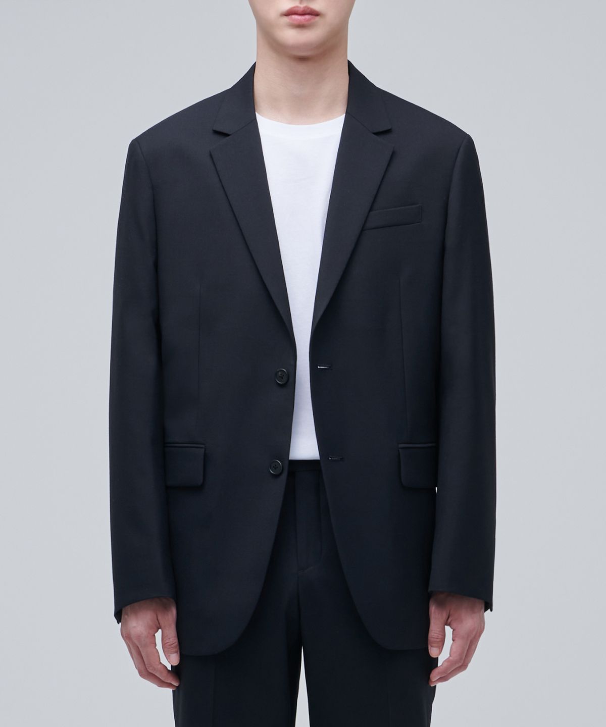 무신사 스탠다드(MUSINSA STANDARD) 울 블렌드 릴렉스드 베이식 블레이저 [네이비]