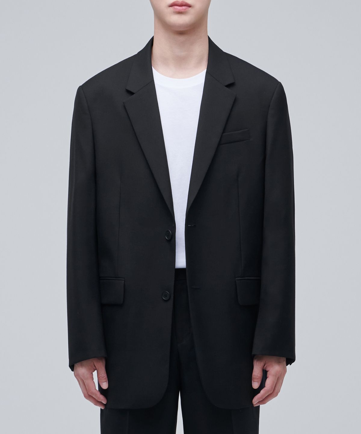 무신사 스탠다드(MUSINSA STANDARD) 울 블렌드 오버사이즈 블레이저 [블랙]