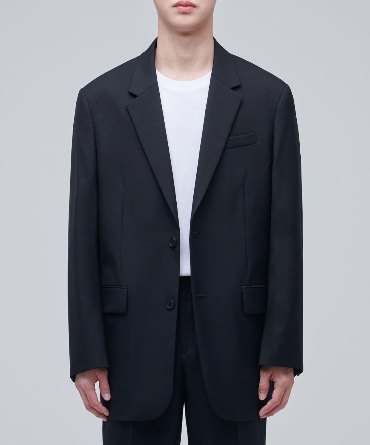 무신사 스탠다드(MUSINSA STANDARD) 울 블렌드 오버사이즈 블레이저 [네이비]