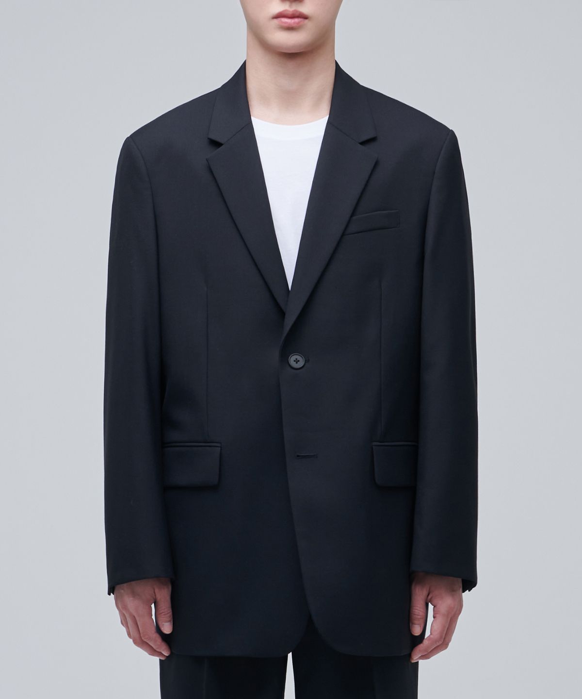 무신사 스탠다드(MUSINSA STANDARD) 울 블렌드 오버사이즈 블레이저 [네이비]