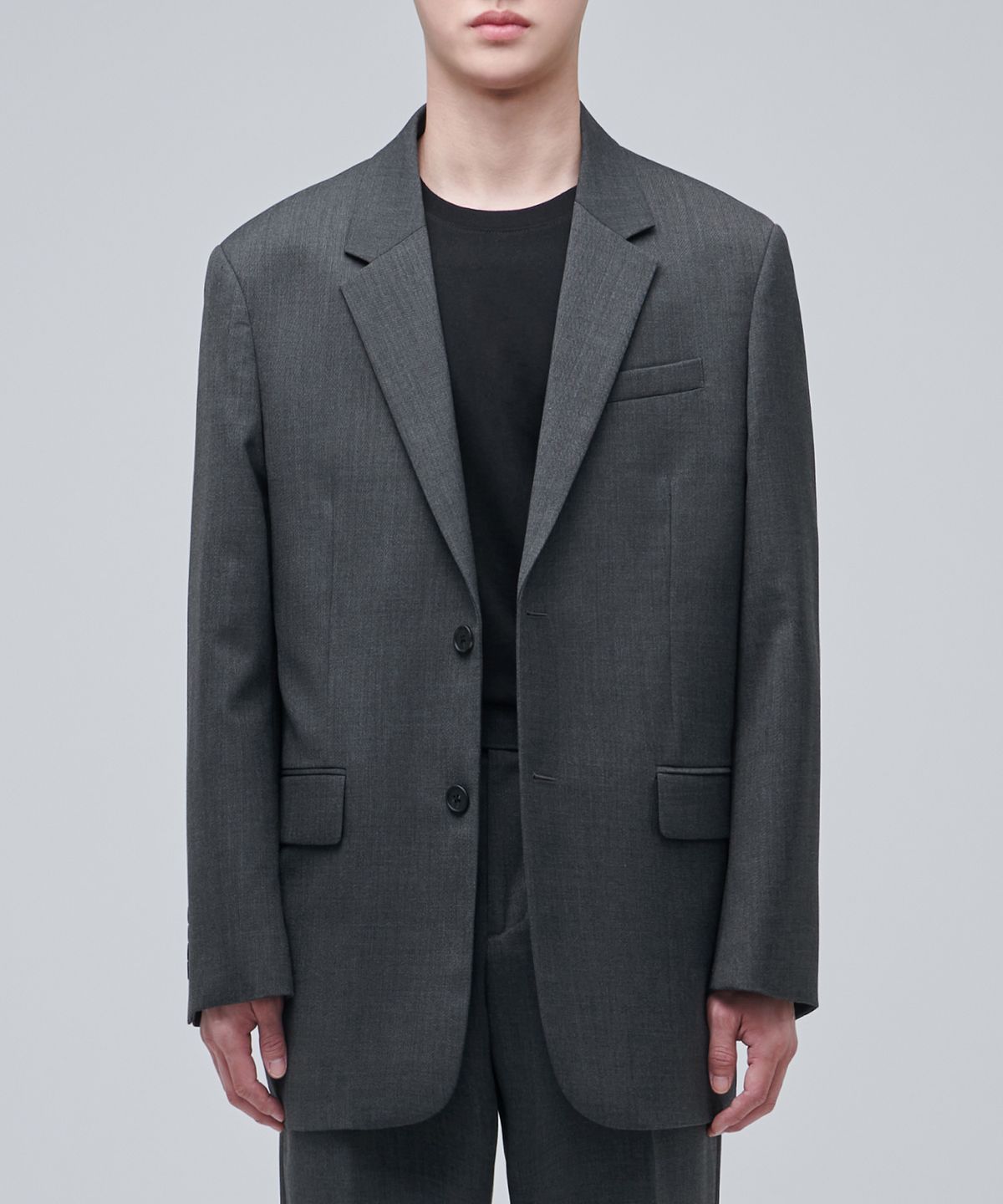 무신사 스탠다드(MUSINSA STANDARD) 울 블렌드 오버사이즈 블레이저 [미디엄 그레이]