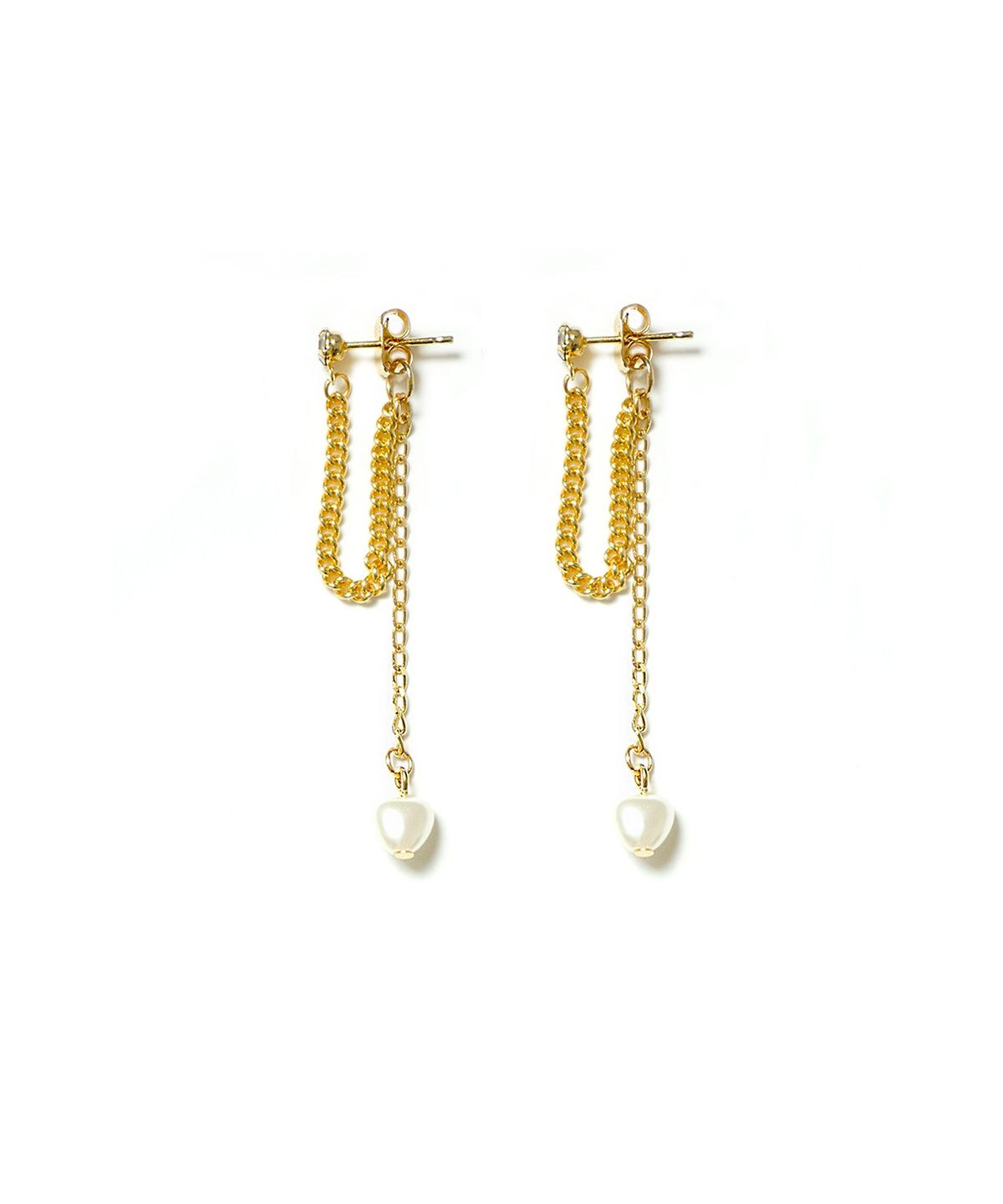 하와(HAWHA) HEART DROP PEARL CHAIN EARRING