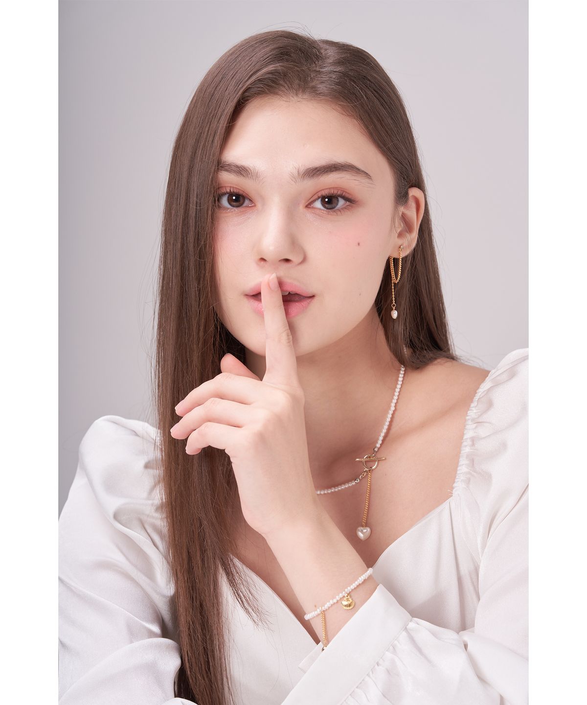 하와(HAWHA) HEART DROP PEARL CHAIN EARRING