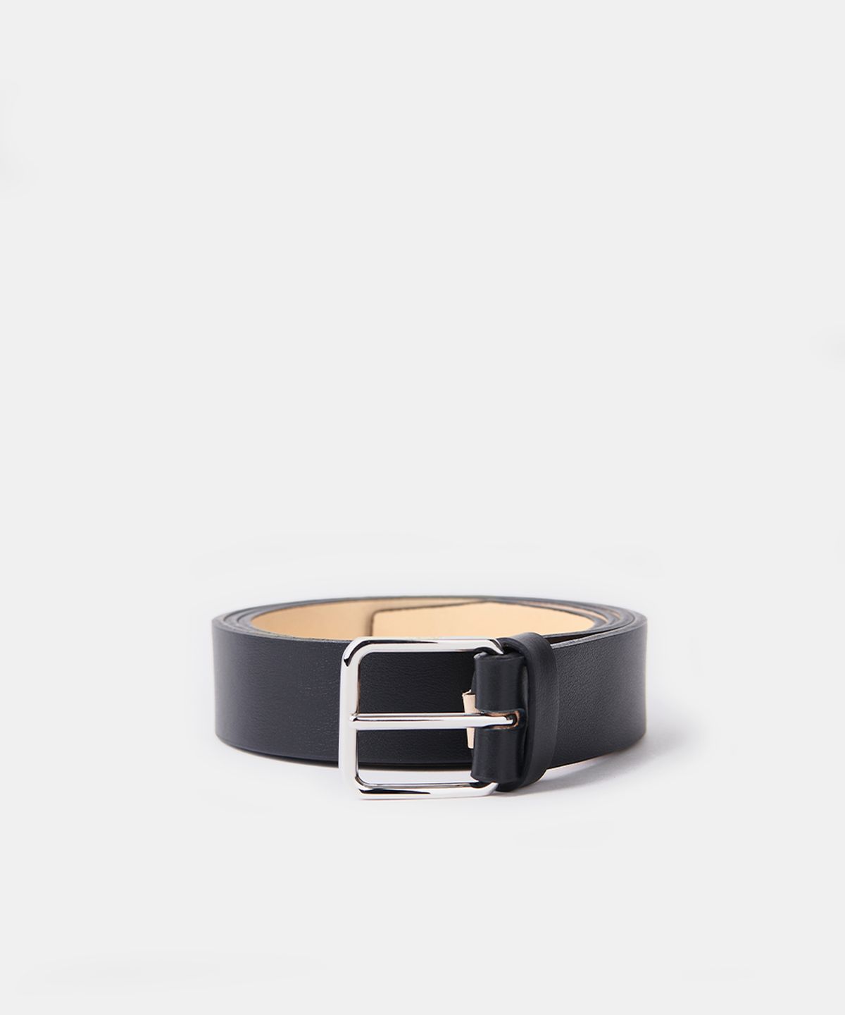 르바(LEVAR) Signature Square Leather Belt - Silver