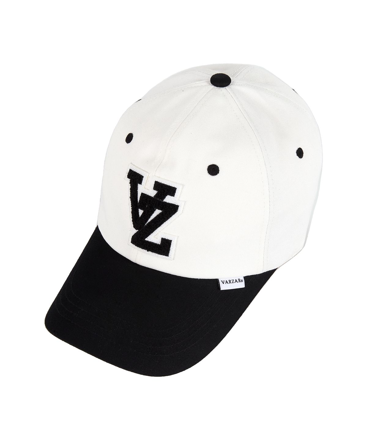 바잘(VARZAR) VZ 아플리케 투톤 오버핏 볼캡 블랙
