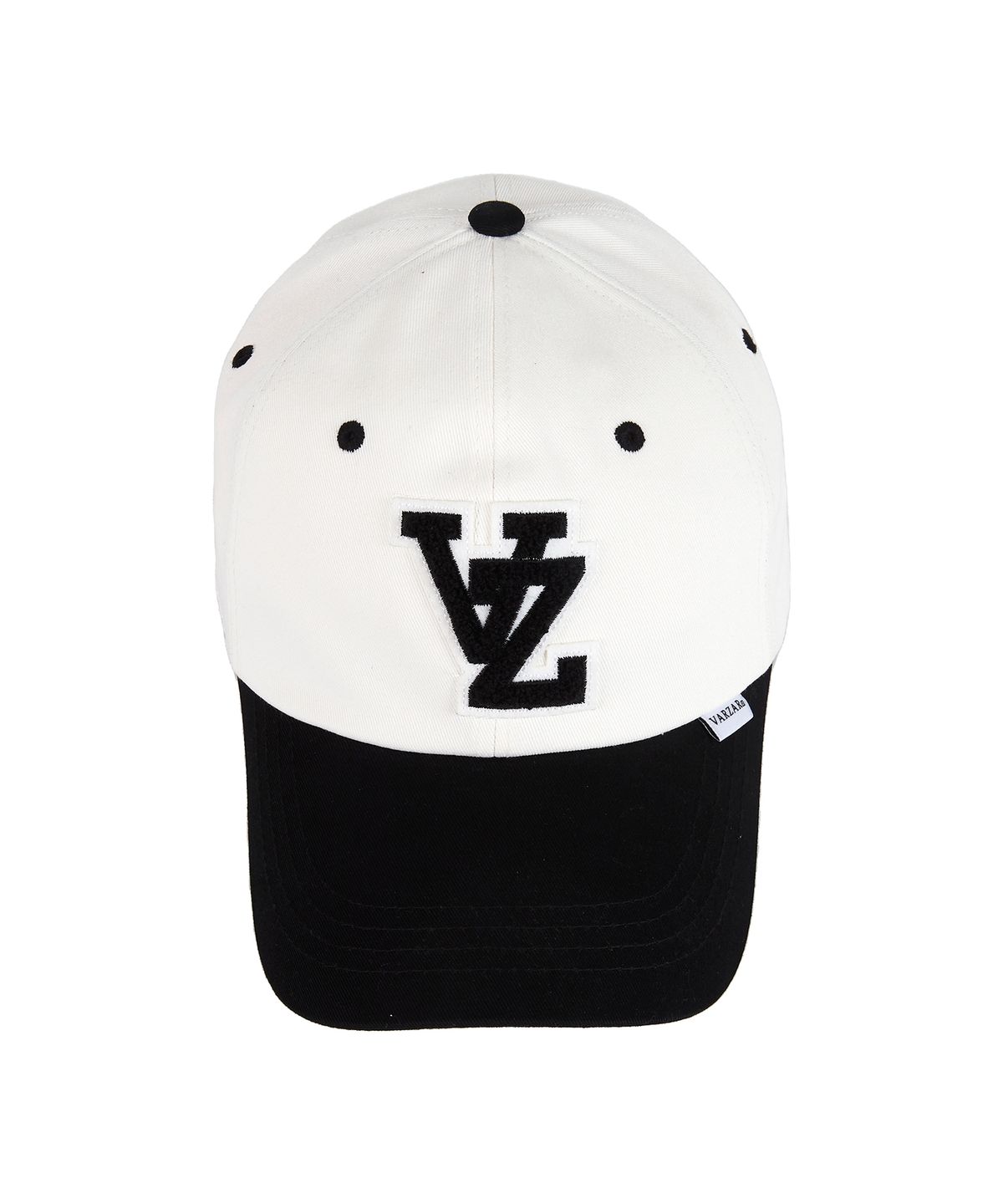 바잘(VARZAR) VZ 아플리케 투톤 오버핏 볼캡 블랙