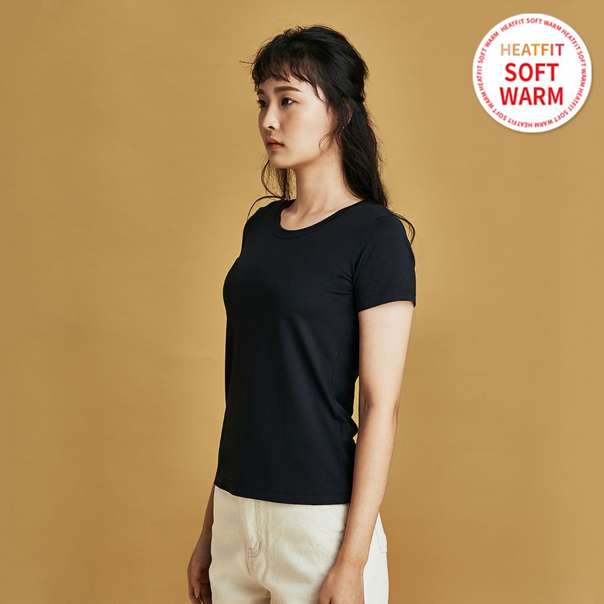 썸앤핏(SUMNFIT) 소프트웜 여성 라운드넥 반팔 기모 발열내의