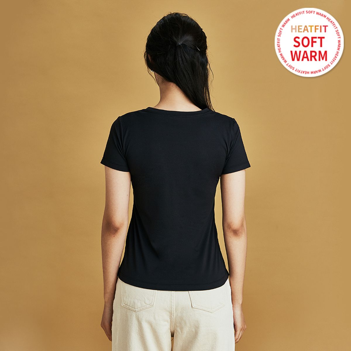 썸앤핏(SUMNFIT) 소프트웜 여성 라운드넥 반팔 기모 발열내의