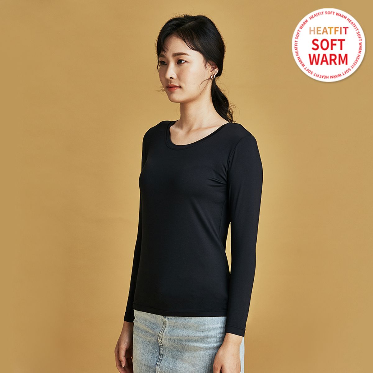 썸앤핏(SUMNFIT) 소프트웜 여성 라운드넥 긴팔  기모 발열내의