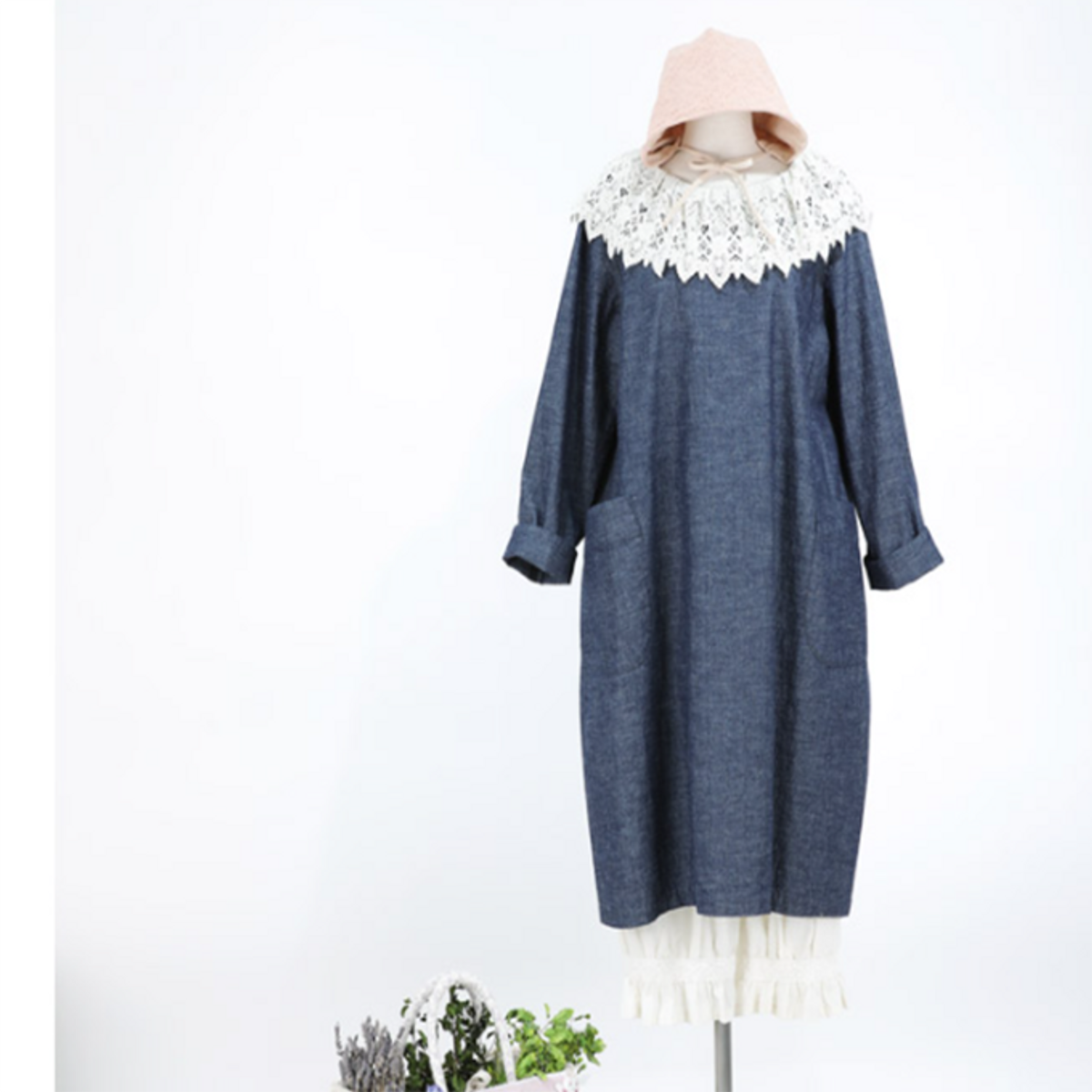 스타일바이미인(STYLEBYMIIN) 레이스카라데님원피스