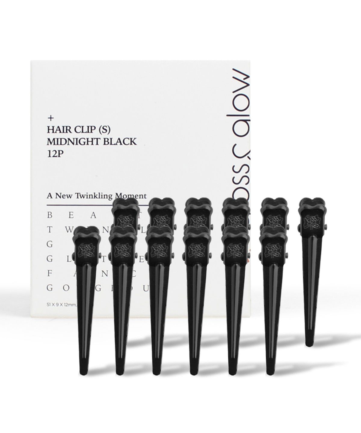 글로스앤글로우(GLOSS&GLOW) 국내생산 자국 없는 집게핀 소 블랙 12P