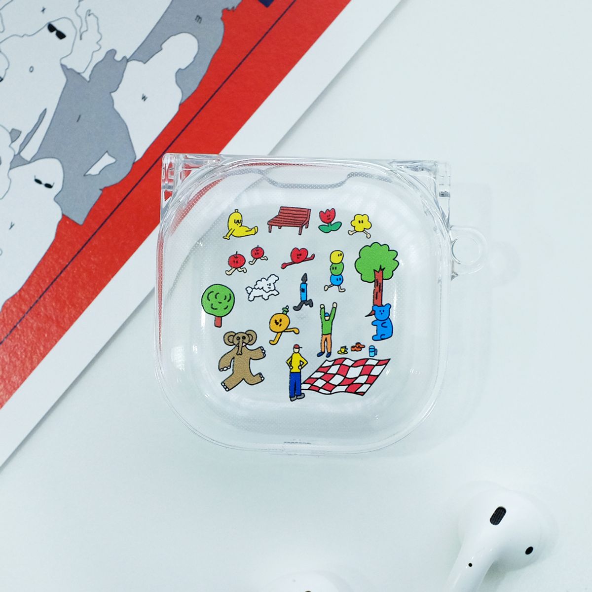 벌룬프렌즈(BALLOON FRIENDS) POM Deep Breath 컬러 갤럭시 버즈라이브 클리어 케이스