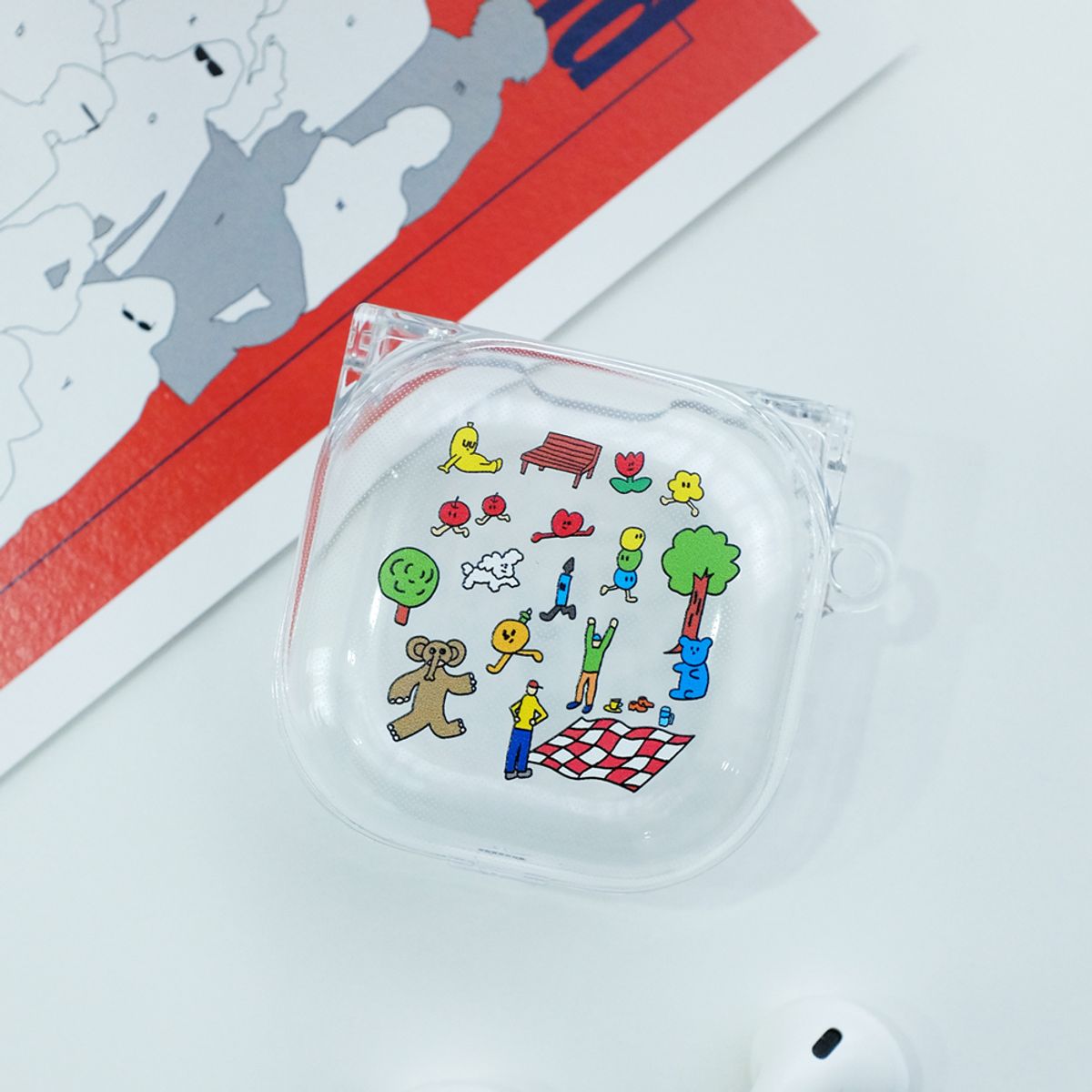 벌룬프렌즈(BALLOON FRIENDS) POM Deep Breath 컬러 갤럭시 버즈라이브 클리어 케이스