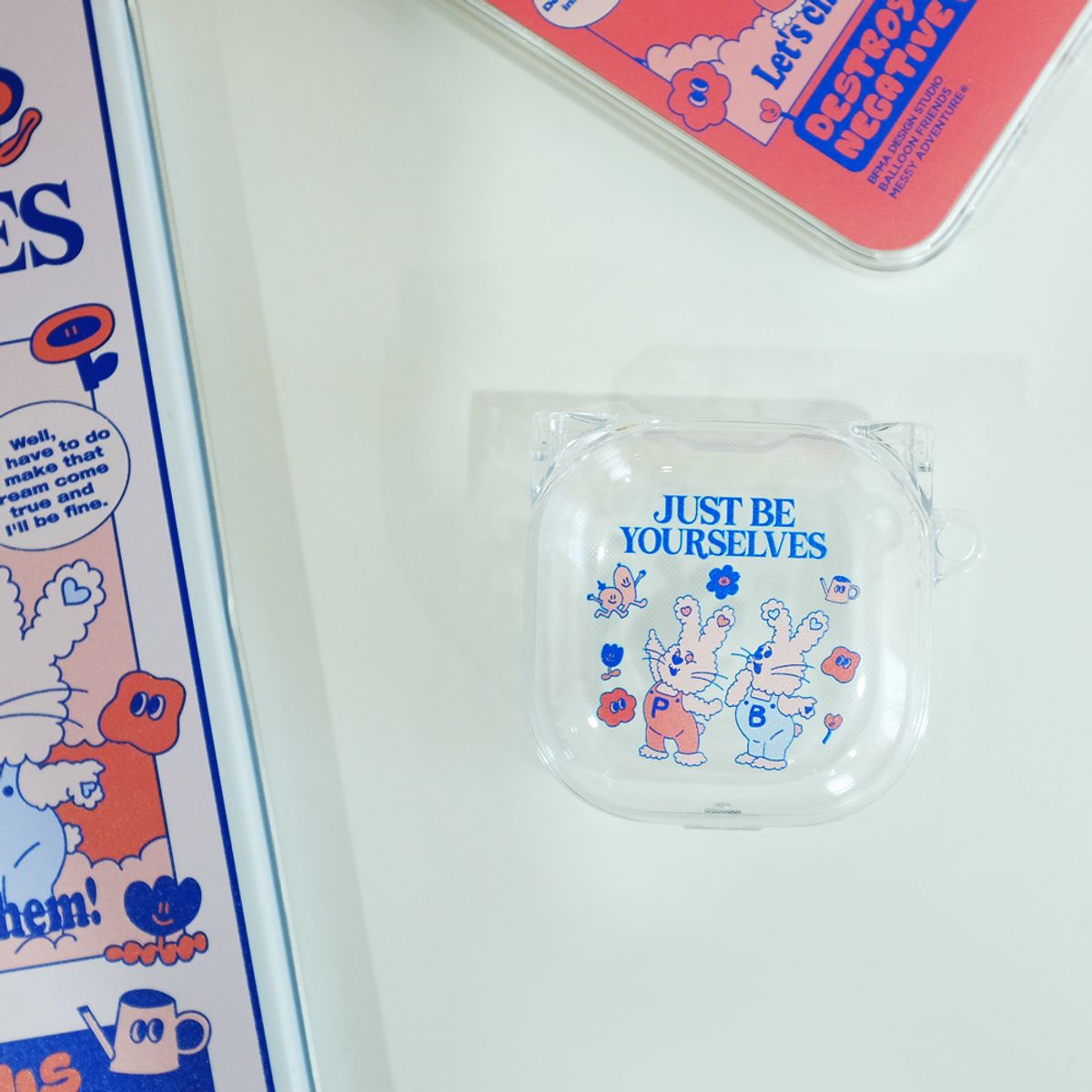 벌룬프렌즈(BALLOON FRIENDS) POM JBY 플리버디 갤럭시 버즈라이브 클리어 케이스