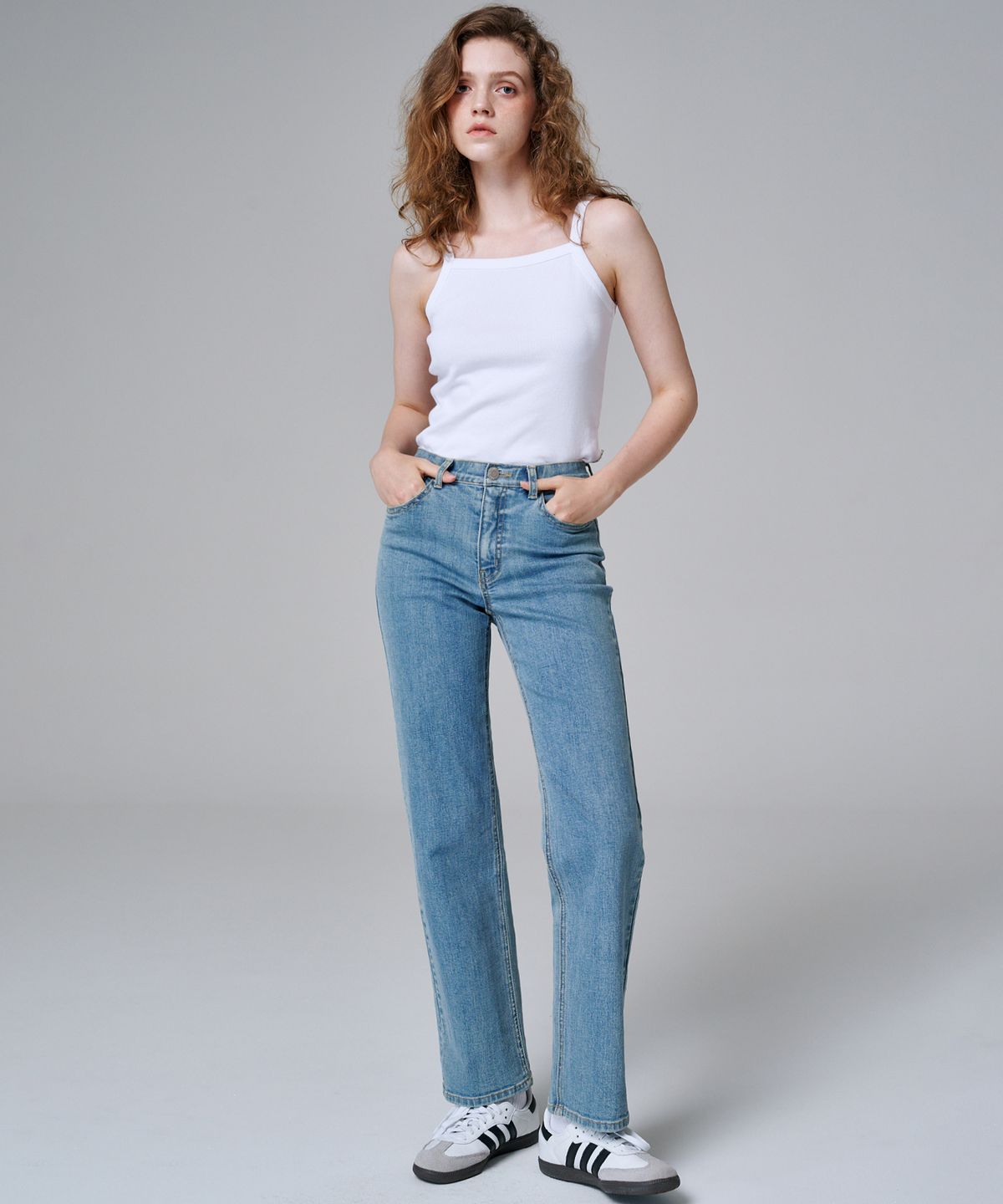 마롭(MALOUPE) 9108 크롭 세미 와이드 데님팬츠 (인디고)