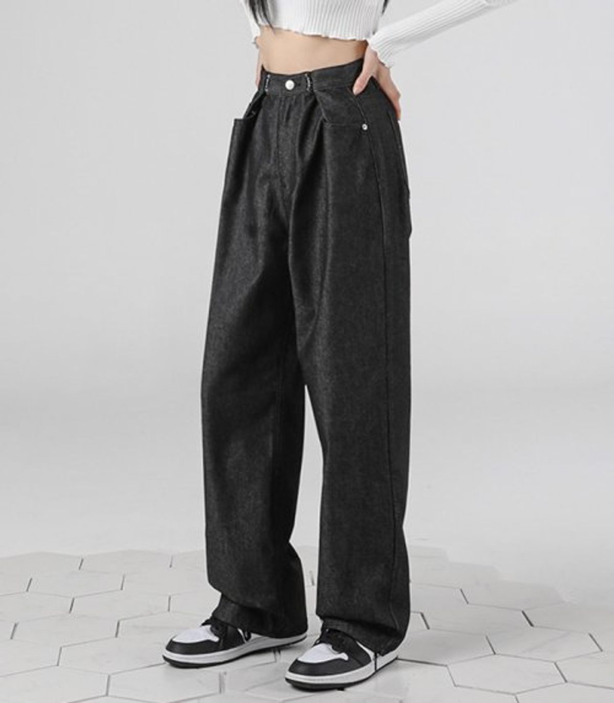 어반드레스(AVANDRESS) BUCKLE WIDE DENIM PANTS OATMEAL
