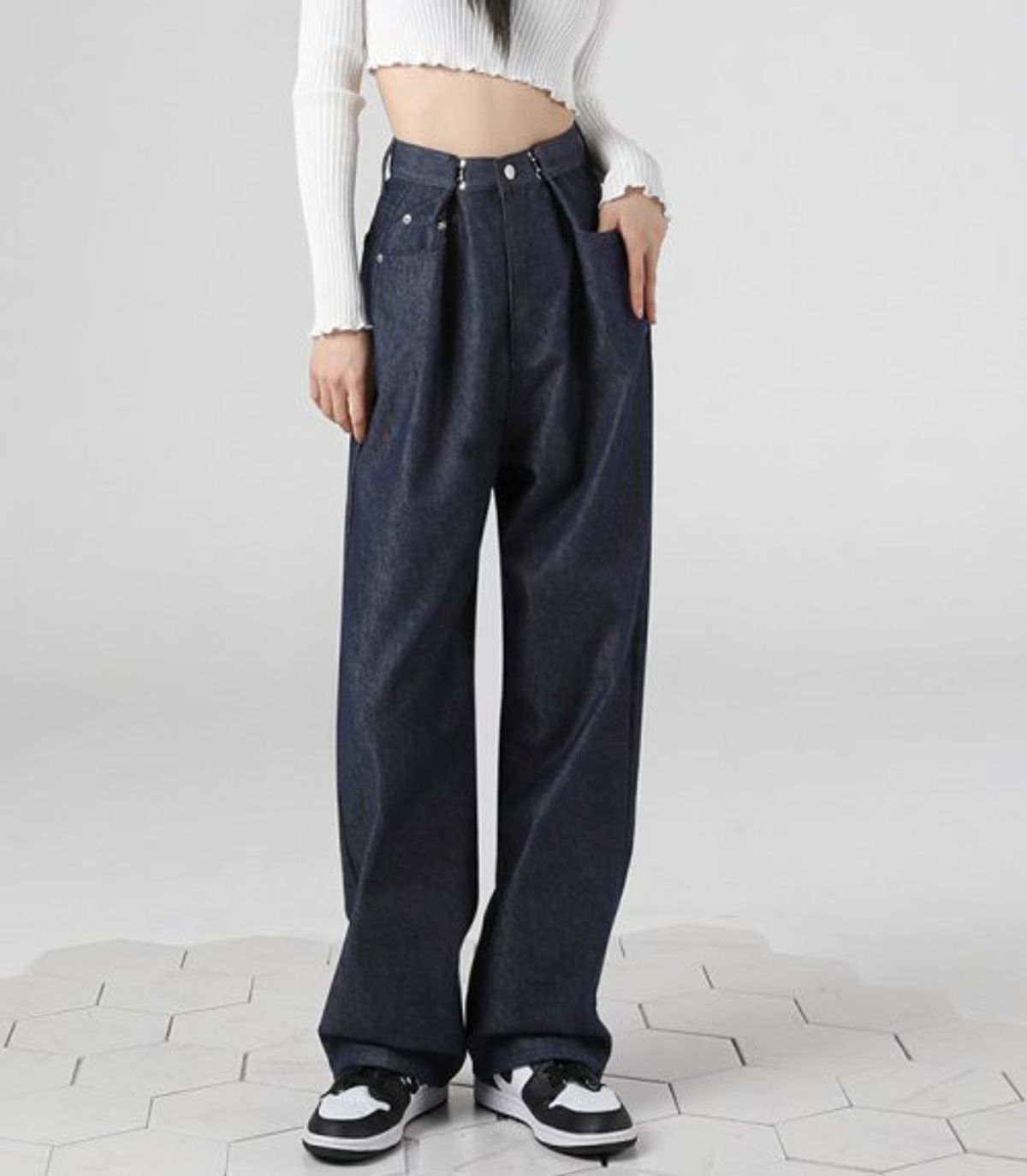 어반드레스(AVANDRESS) BUCKLE WIDE DENIM PANTS OATMEAL