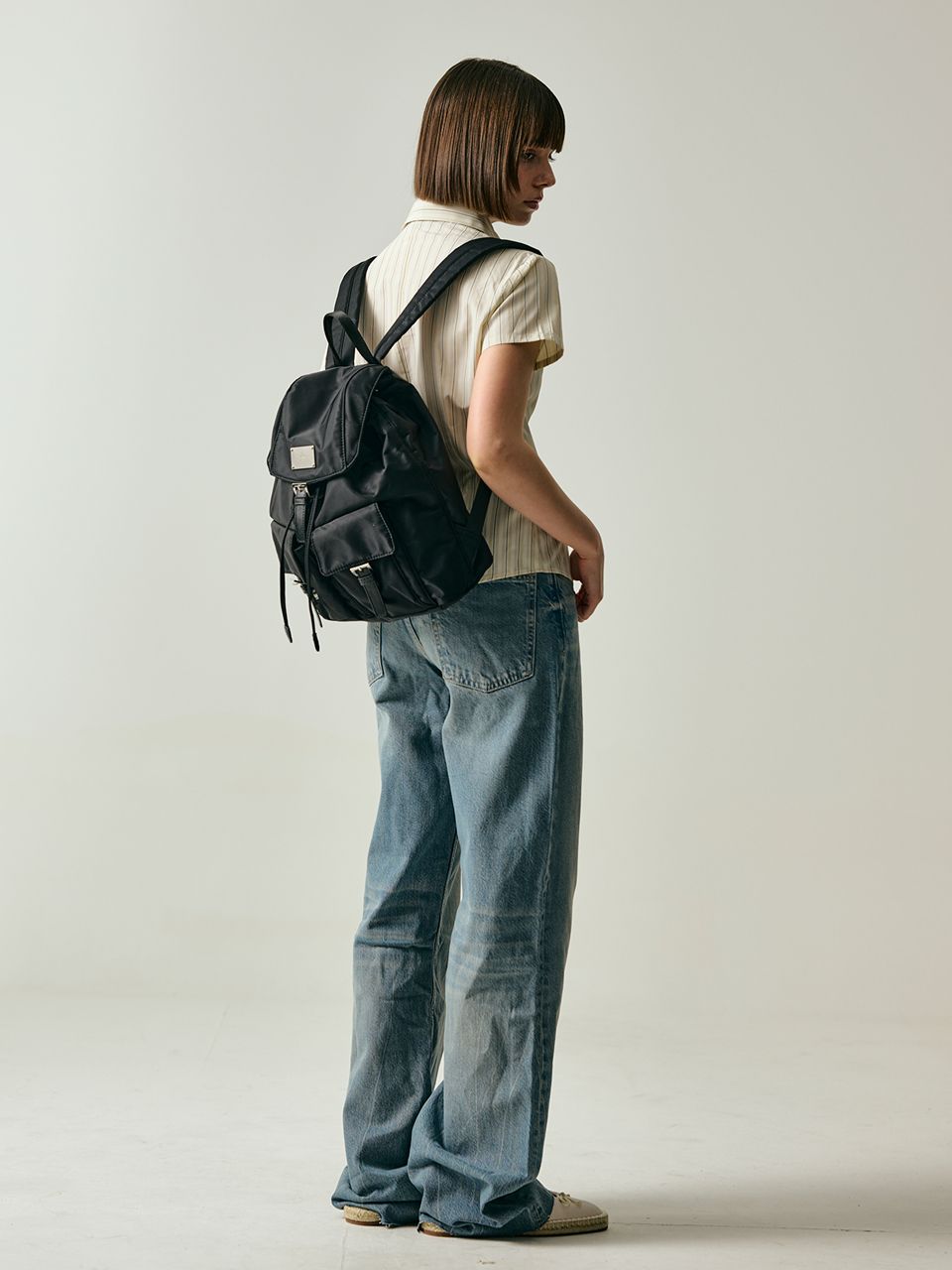 MUSINSA | SALAD BOWLS SYMBOL NYLON BACKPACK [BLACK]