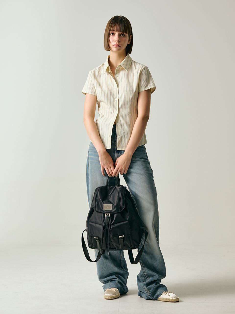 MUSINSA | SALAD BOWLS SYMBOL NYLON BACKPACK [BLACK]
