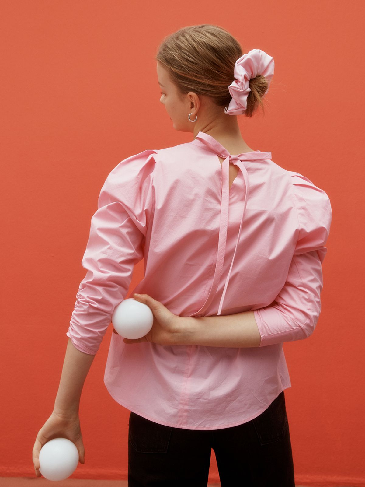 비뮤즈맨션(BEMUSE MANSION) 2 way volume blouse - Pink