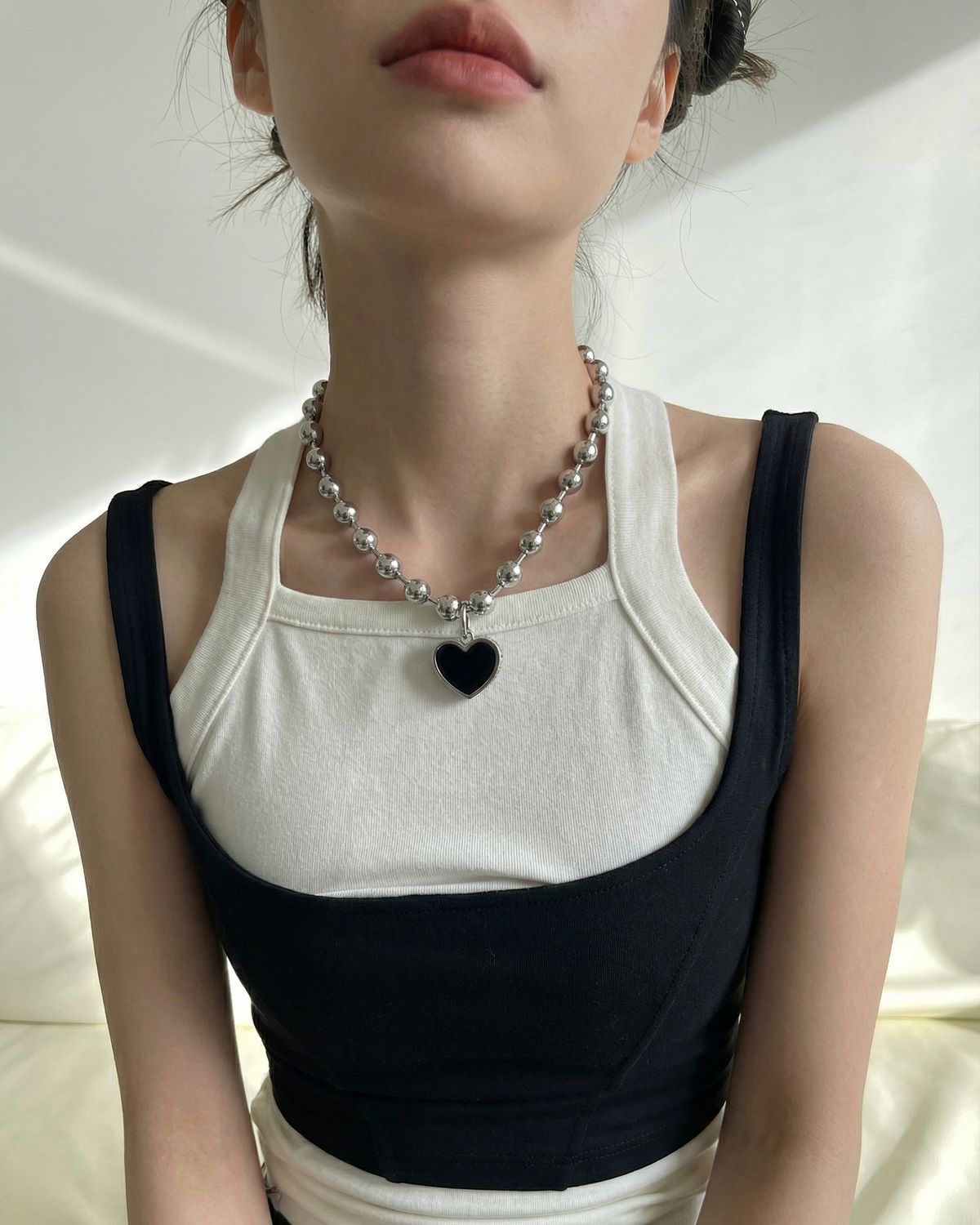 논논(NONENON) BIG BLACK LOVE NEC SILVER925 (DOODLE)