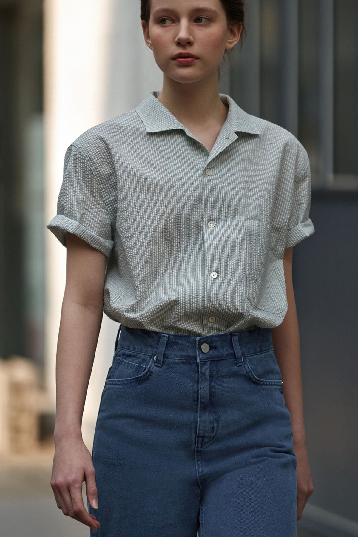 앤니즈(ANDNEEDS) Seer short sleeve shirt (green)