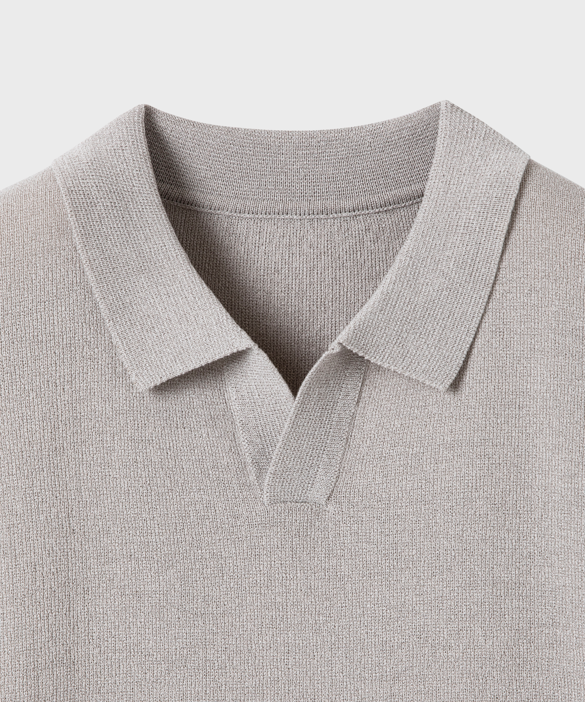 넌블랭크(NONBLANK) 쿨터치 하프 슬리브 칼라 니트_MELANGE BEIGE