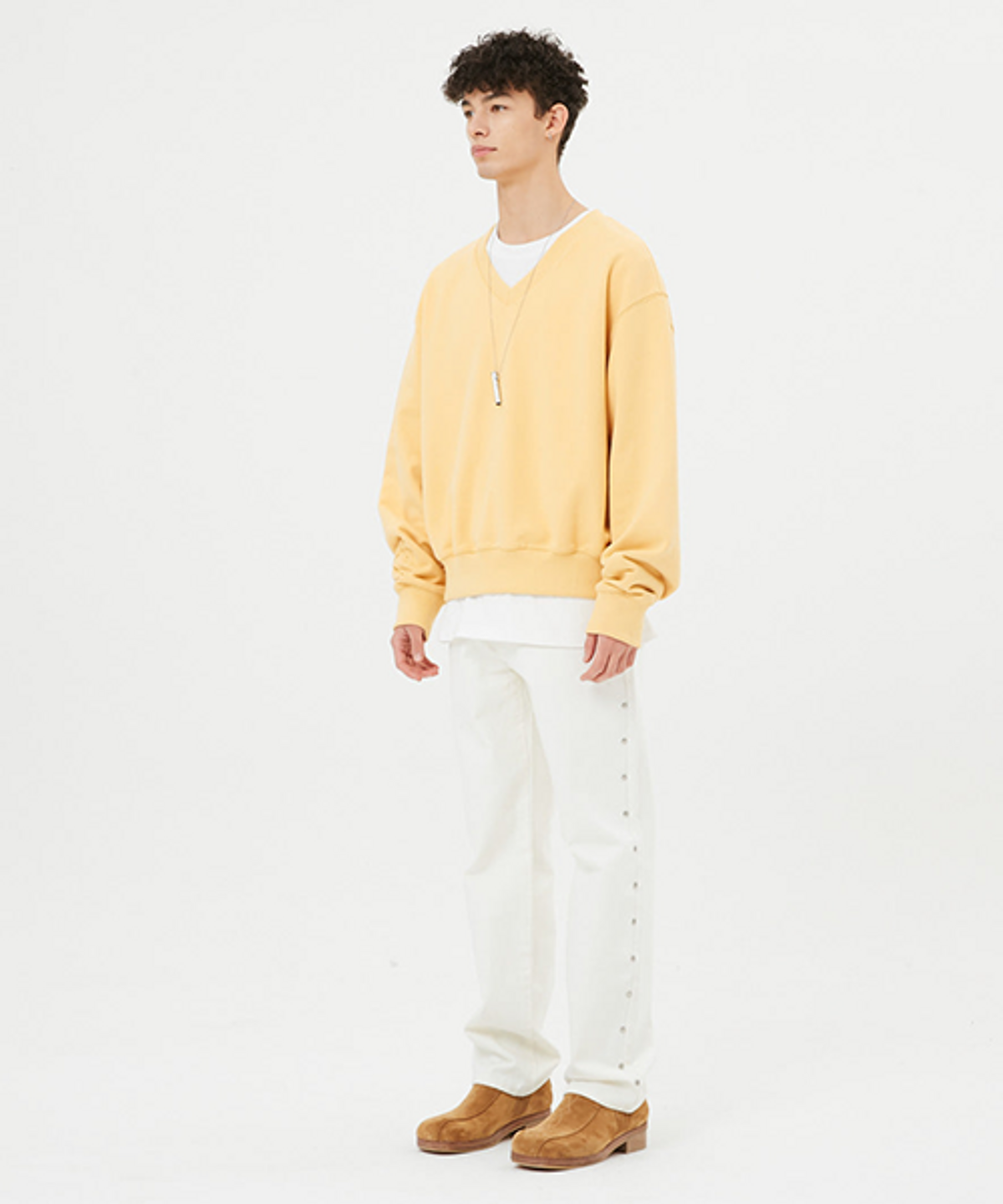 문선 아카이브(MOONSUN ARCHIVE) ESSENTIAL_UNISEX Argyle Hole V Neck Sweatshirt [Mango]