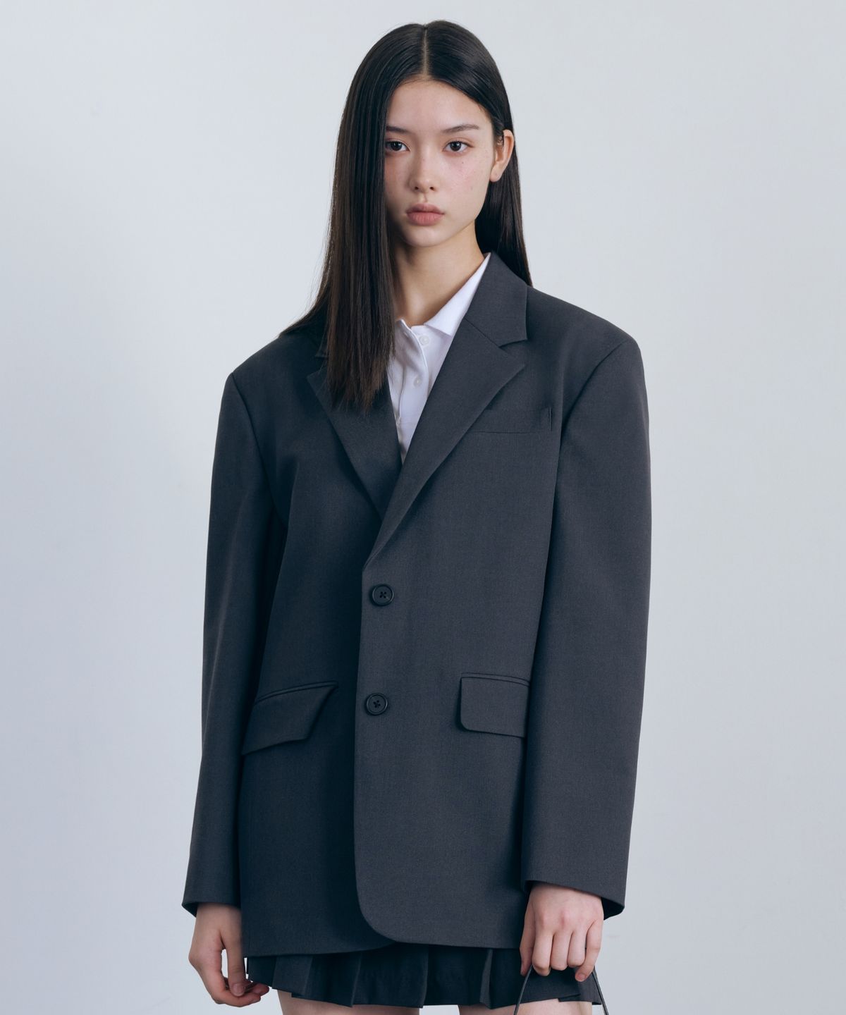 무신사 스탠다드 우먼(MUSINSA STANDARD WOMAN) 우먼즈 오버 숄더 오버사이즈 블레이저 [그레이]