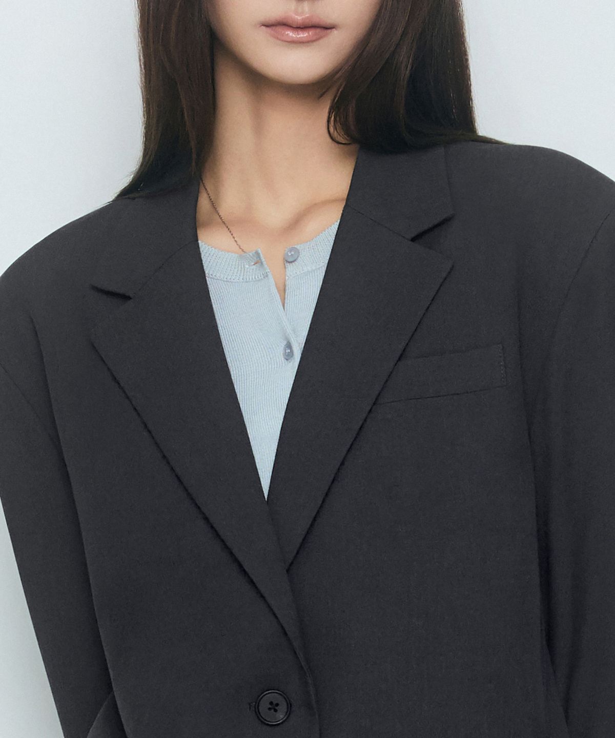 무신사 스탠다드 우먼(MUSINSA STANDARD WOMAN) 우먼즈 오버 숄더 오버사이즈 블레이저 [그레이]