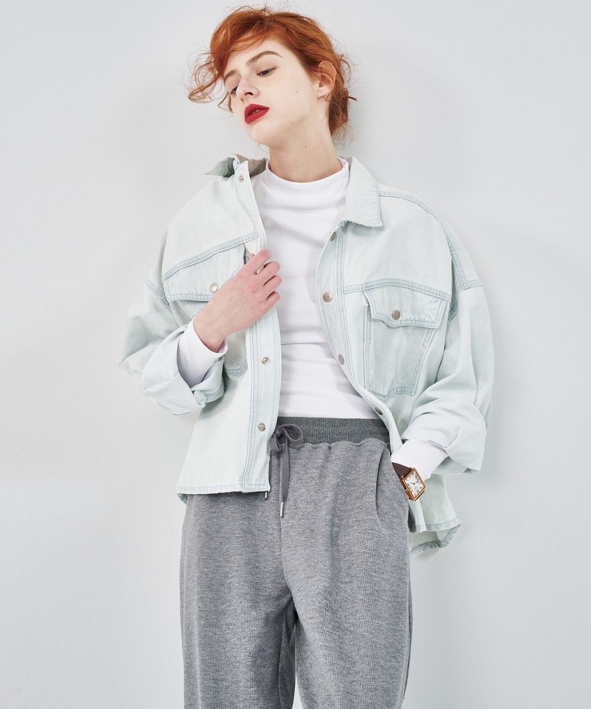 마롭(MALOUPE) 9401 오버사이즈 데님 숏자켓 (라이트인디고)