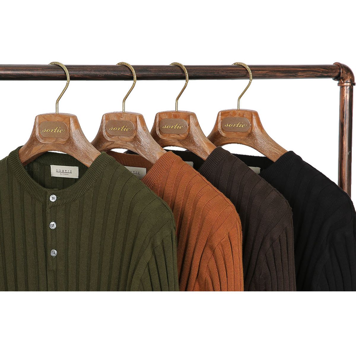솔티(SORTIE) Reverse Henly neck Knit (Black)