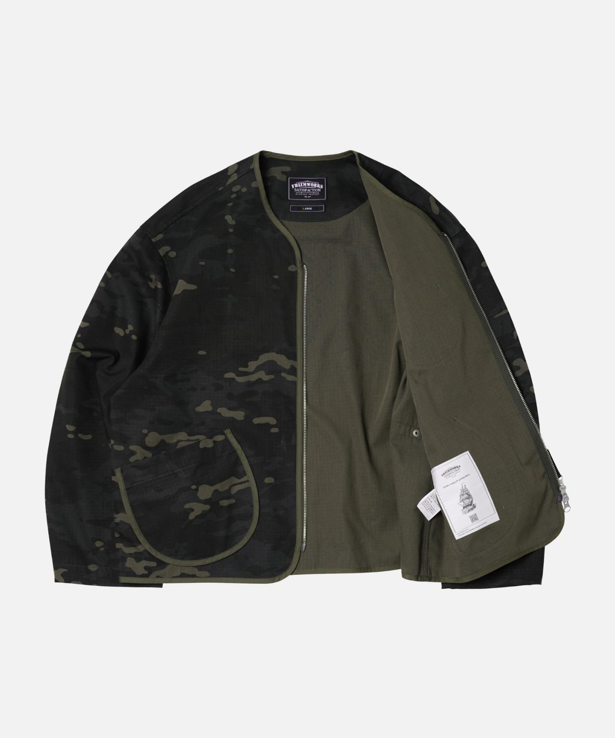 프리즘웍스(FRIZMWORKS) ROUND ZIP UP CARDIGAN _ BLACK MULTICAM