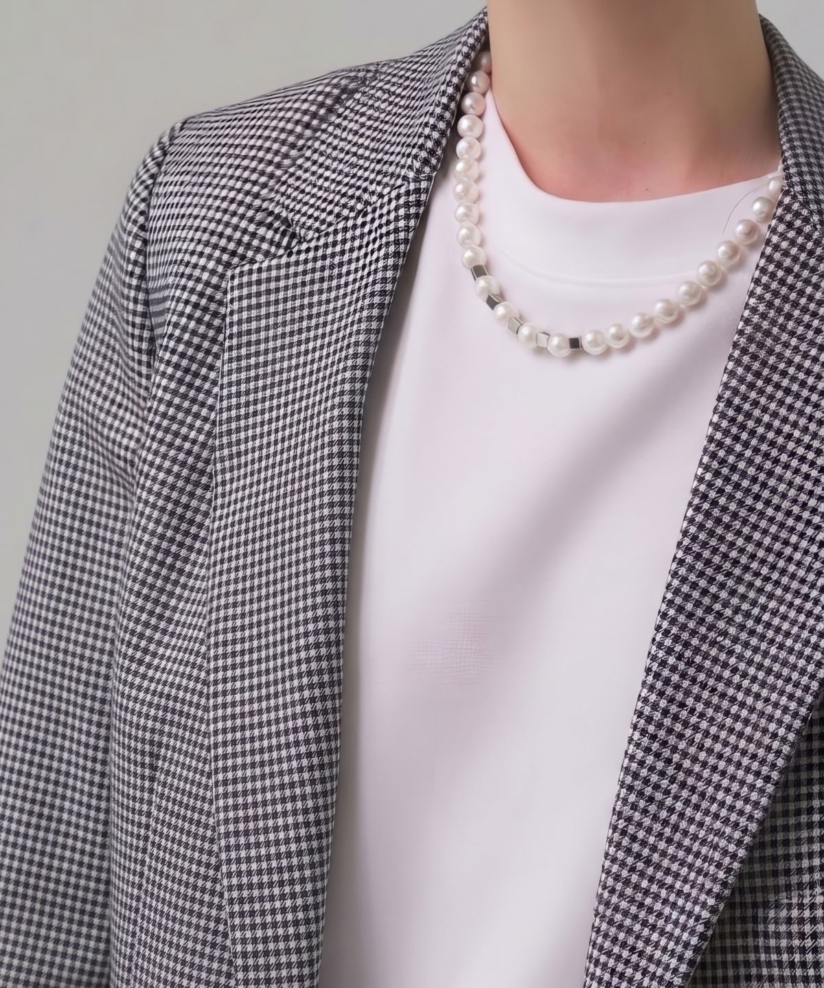 베이스클레프(BASSCLEF) 남자 진주 목걸이 패션 스트릿 레이어드 CLEF TRIM PEARL NEC