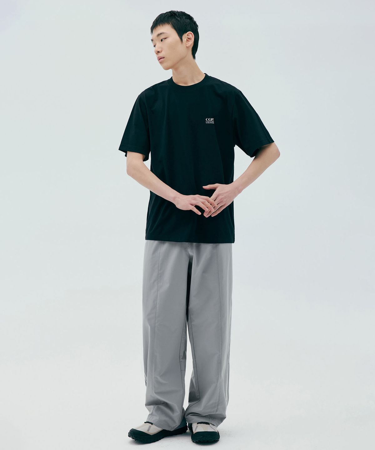 코드그라피(CGP) [2PACK] 스몰 스퀘어 로고 반소매 티셔츠-화이트&블랙