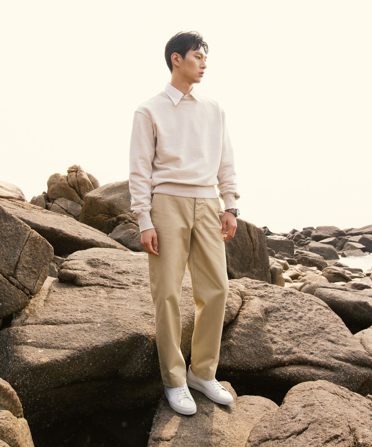 올드비(OLDBE) VTG 플랫 프론트 오피서 치노 베이지