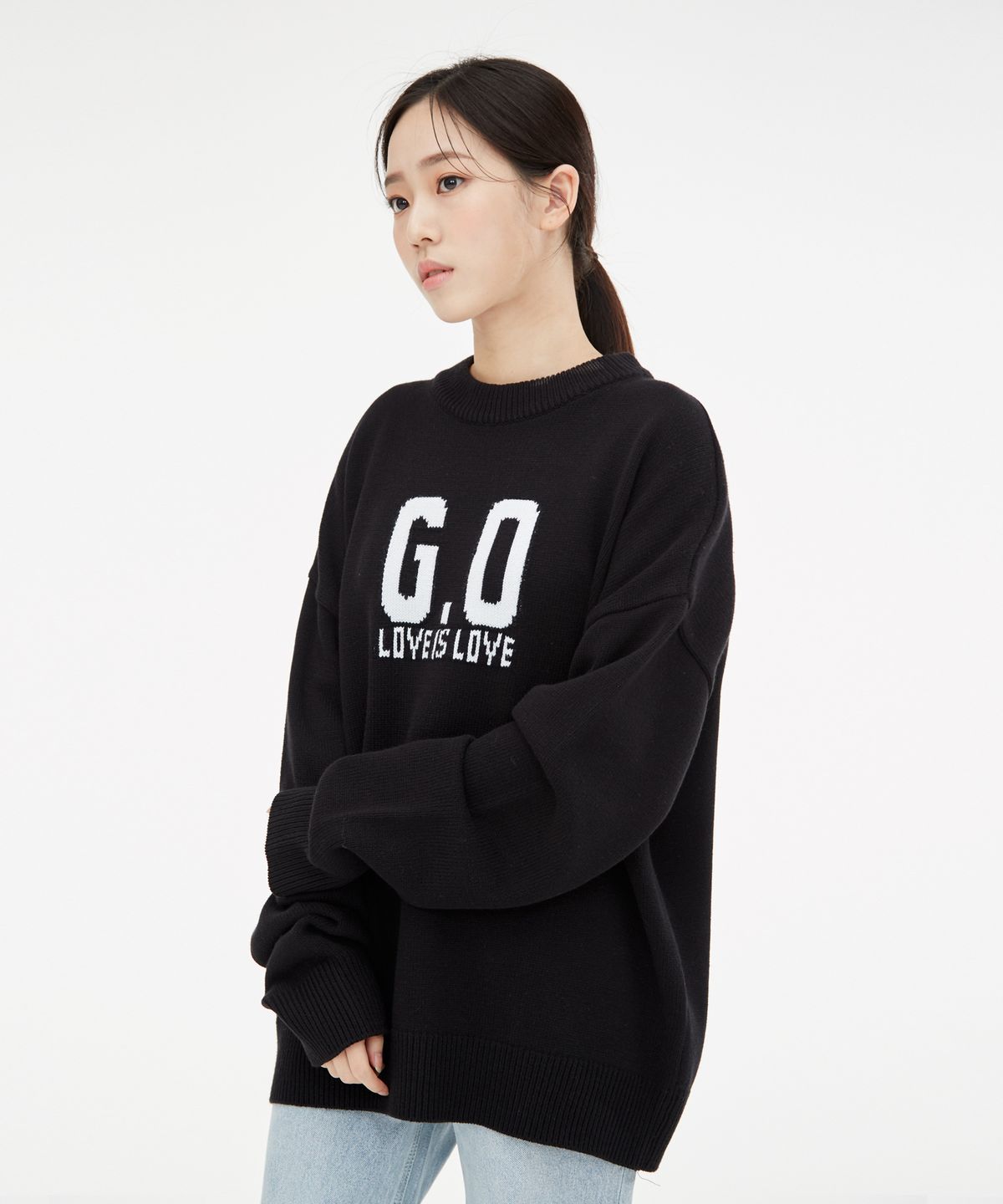 기프트오리지널(GIFTORIGINAL) (UNISEX) GO LOVE 니트 블랙