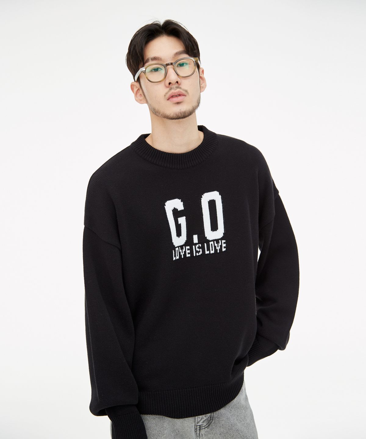 기프트오리지널(GIFTORIGINAL) (UNISEX) GO LOVE 니트 블랙