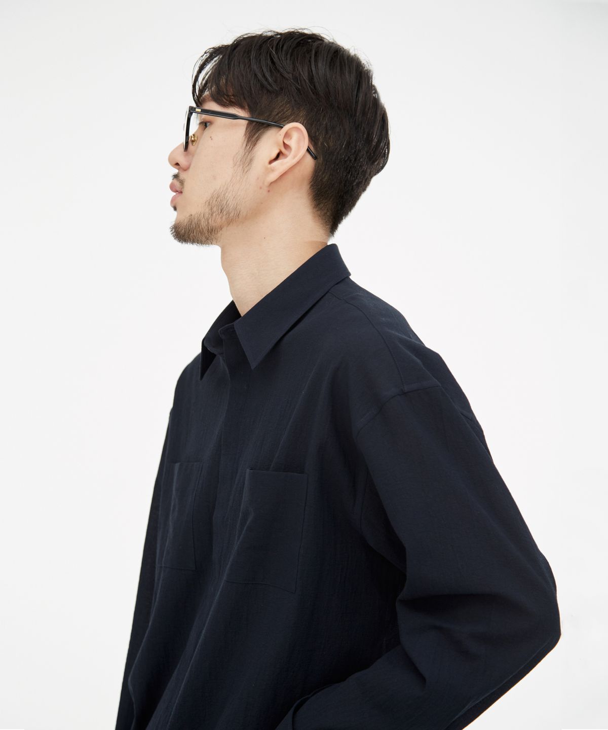 기프트오리지널(GIFTORIGINAL) (UNISEX) 소프트 히든 버튼 셔츠 네이비