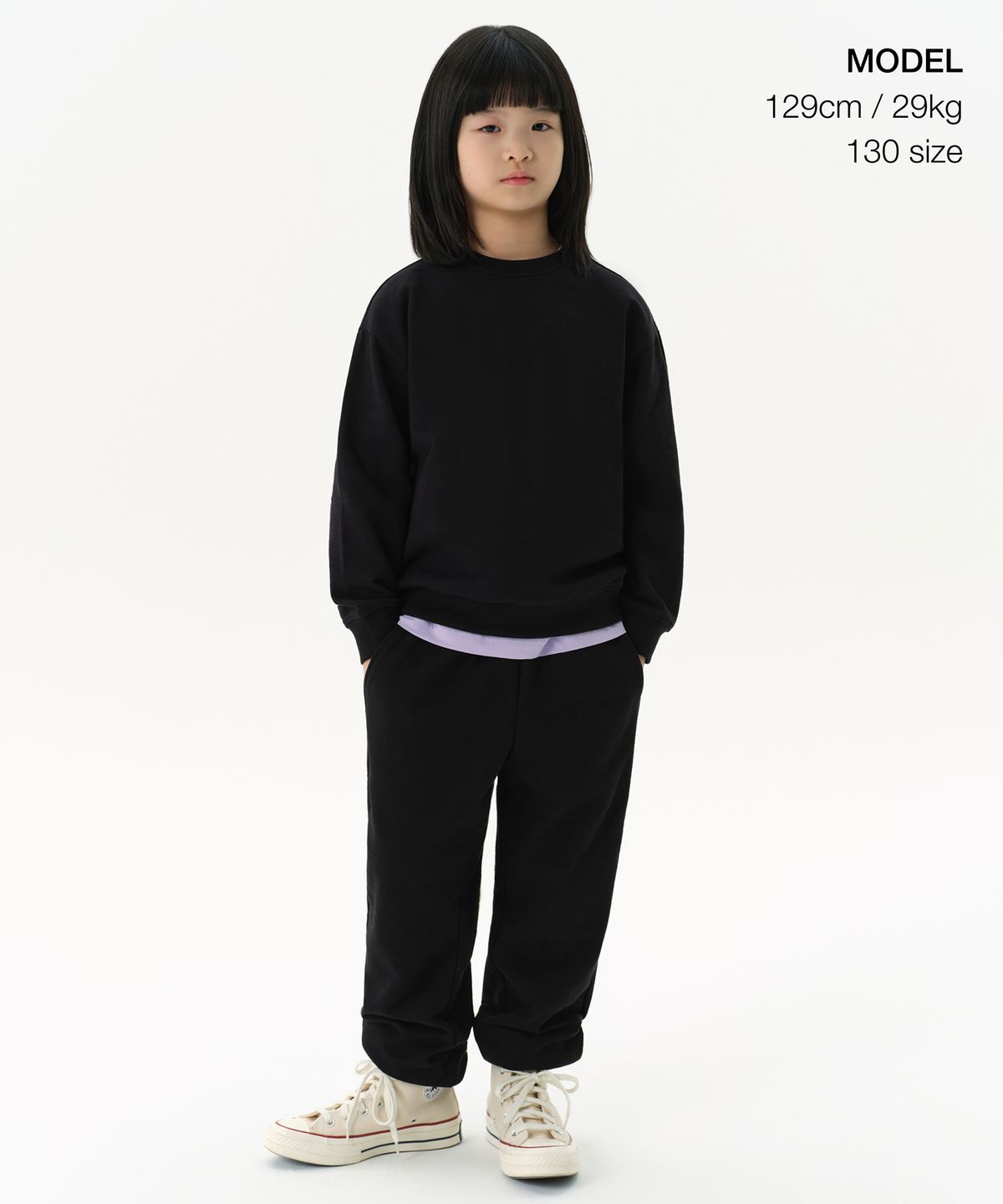 무신사 스탠다드 키즈(MUSINSA STANDARD KIDS) 오버사이즈 스웨트셔츠 [블랙]